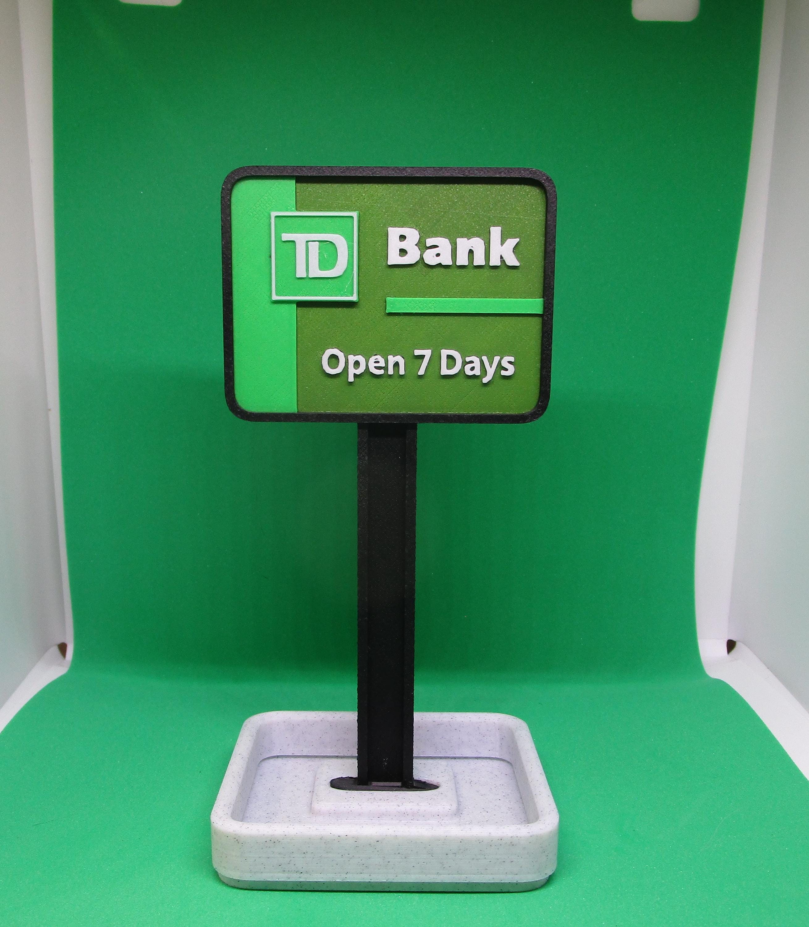 Mini TD Bank Sign Replica – Business Card Holder & Professional Desk Organizer