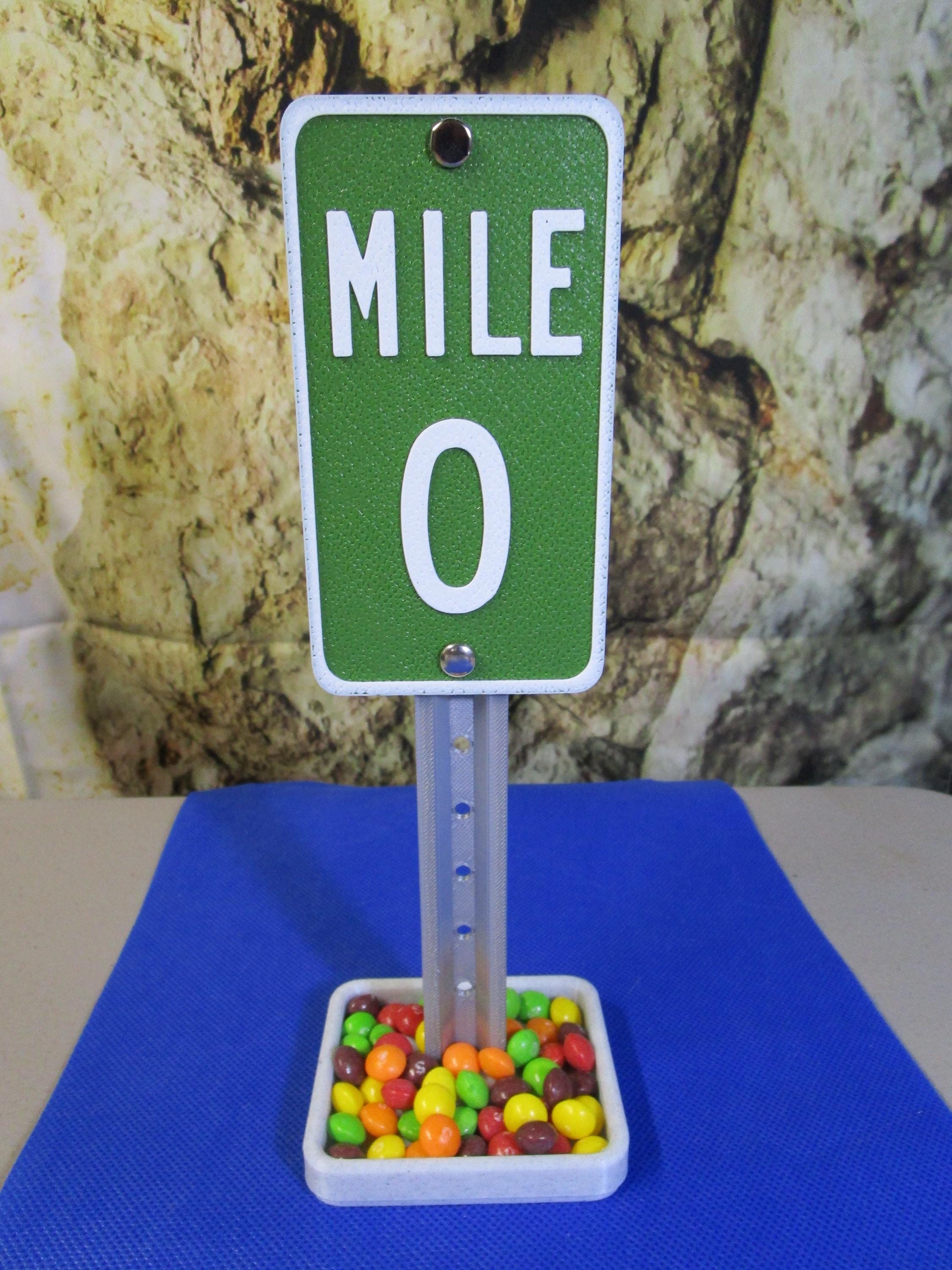 MILE 0 Mini Desk Sign – Road Sign Decor, Business Card Holder