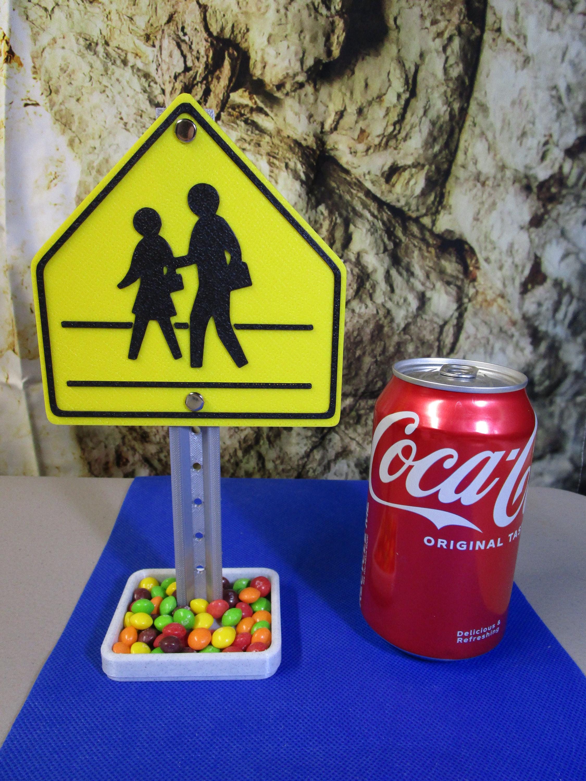 Mini School Crossing Desk Sign – Business Card Holder & Candy Tray | Industrial-Strength Plastic