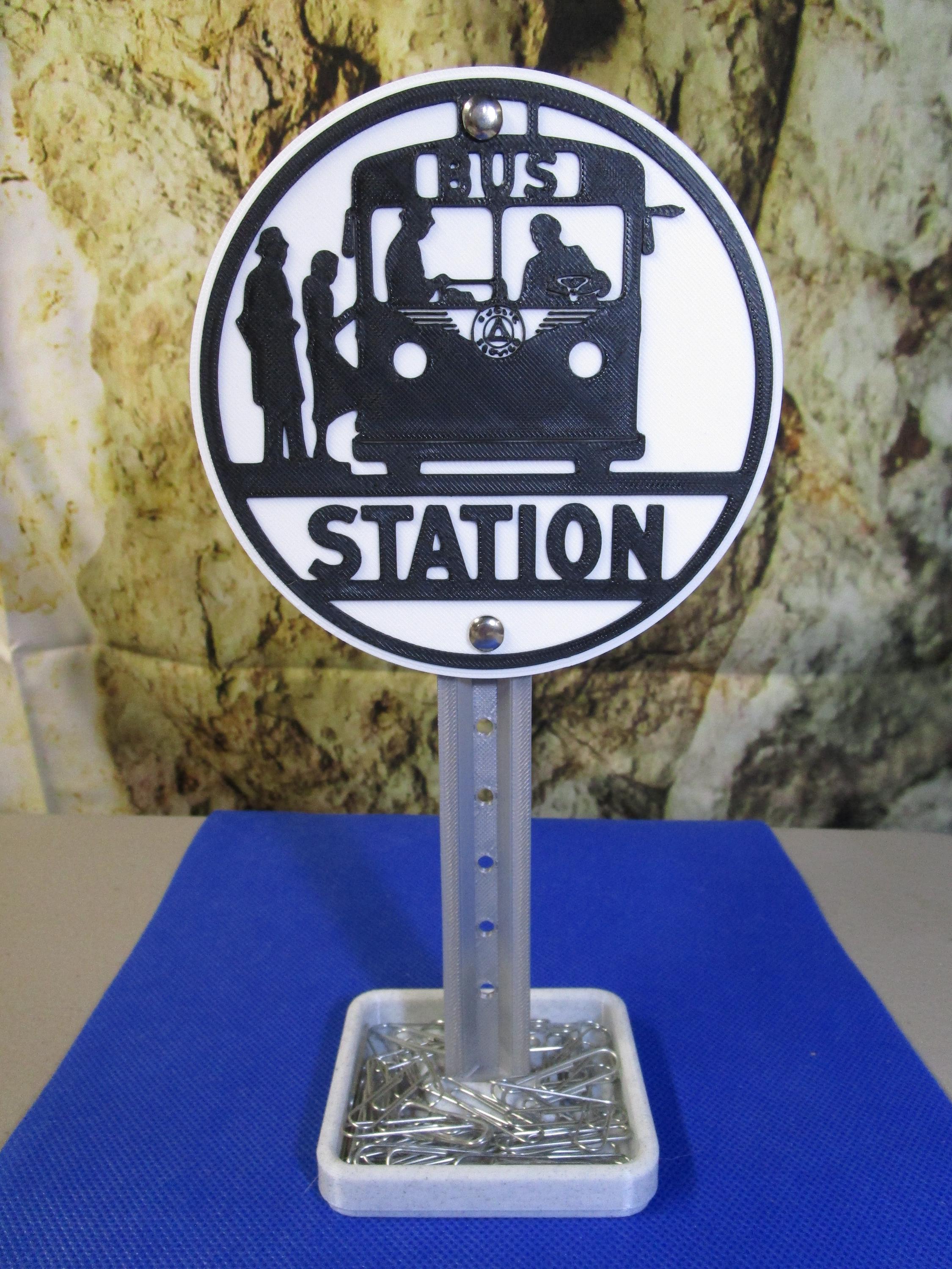 Bus Station Mini Desk Sign with Tray – Retro Transit Vibe