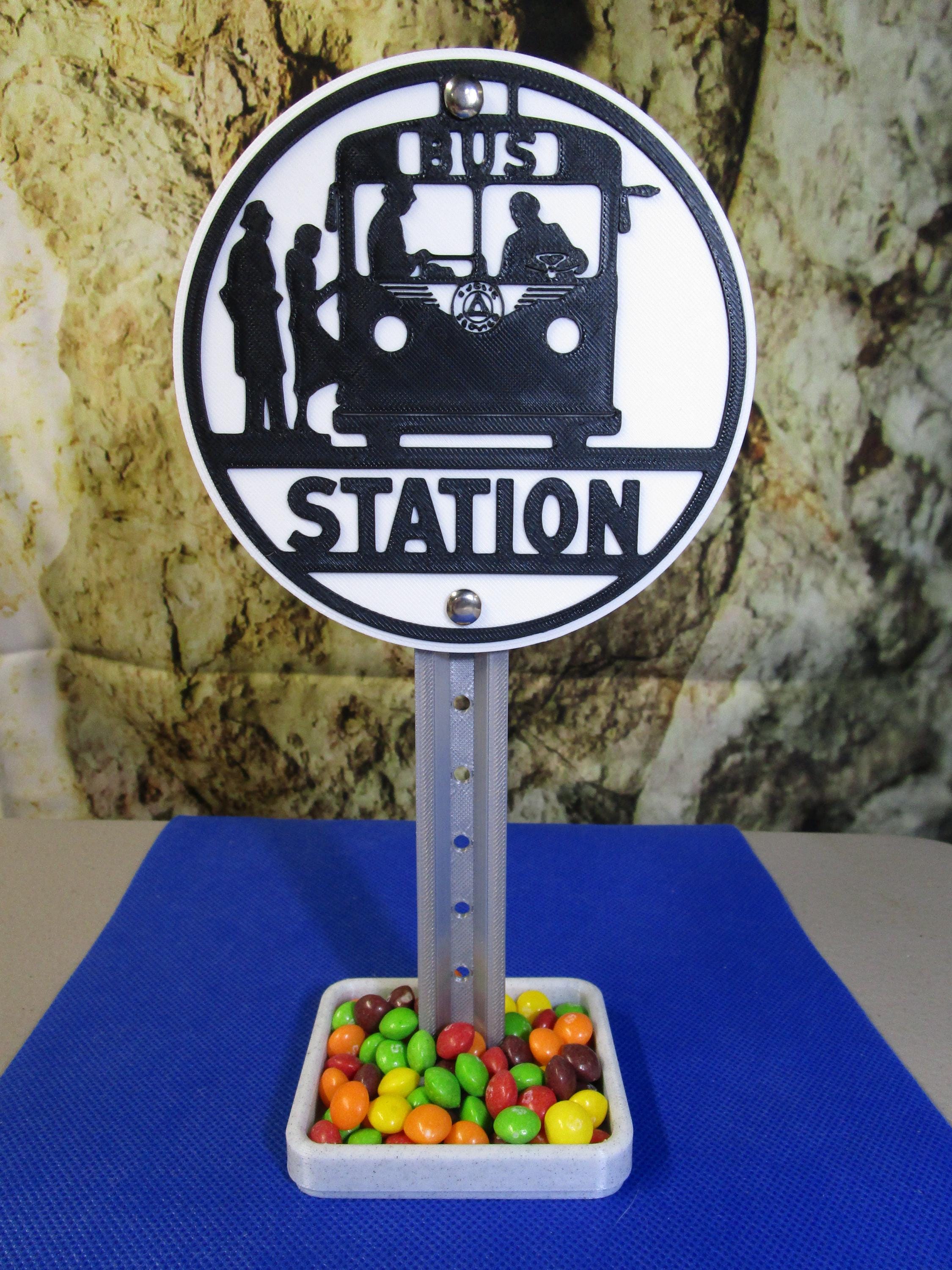 Bus Station Mini Desk Sign with Tray – Retro Transit Vibe