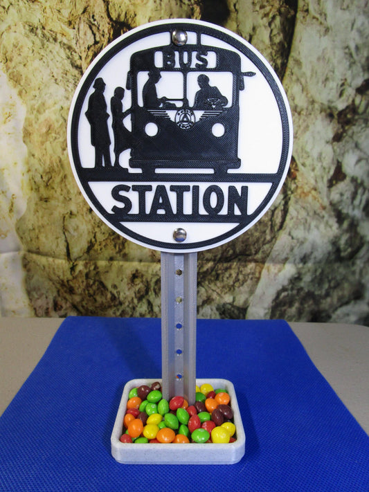 Bus Station Mini Desk Sign with Tray – Retro Transit Vibe