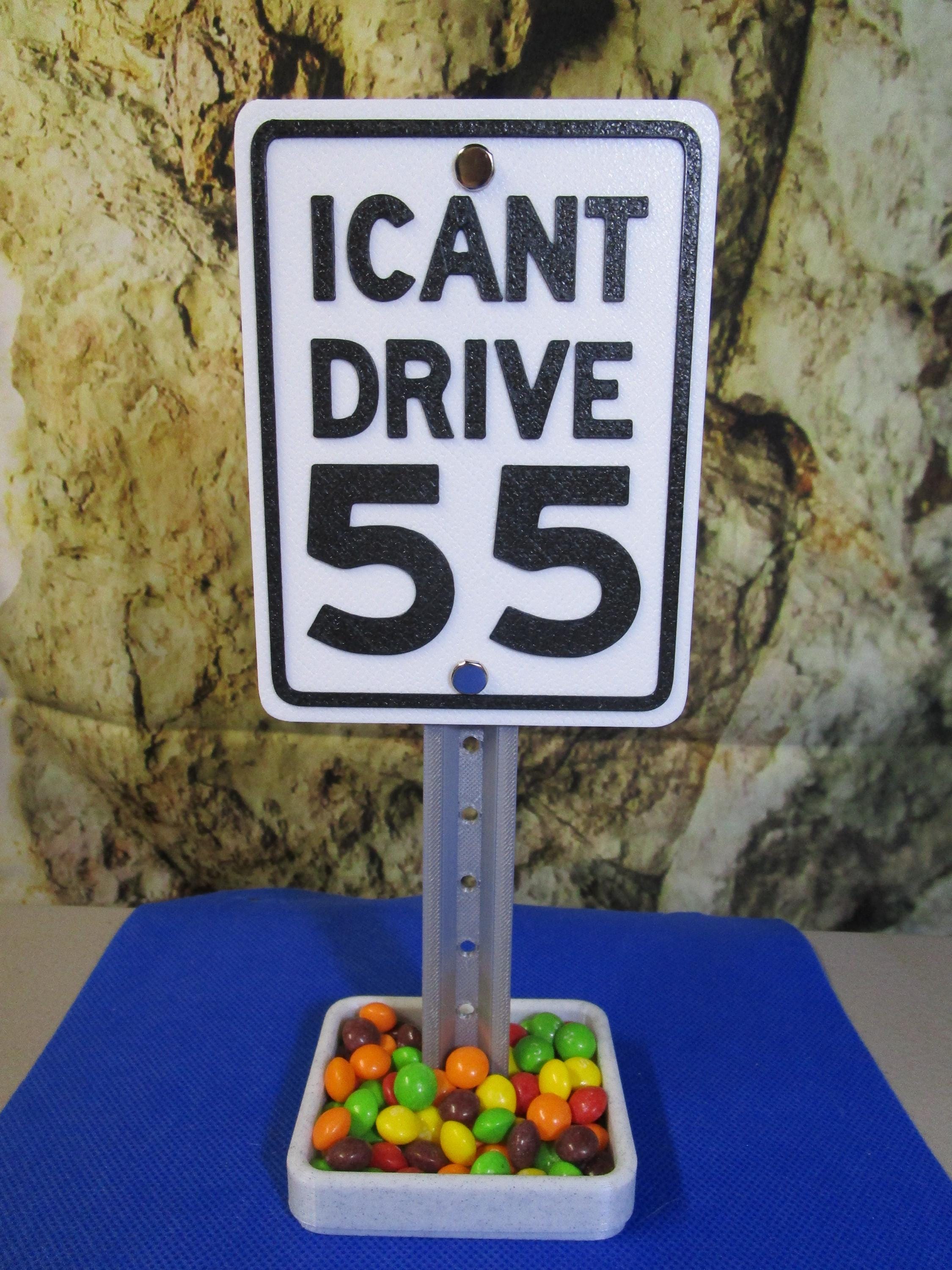 I CAN’T DRIVE 55 Mini Desk Sign: Rock-n-Roll Office Organizer