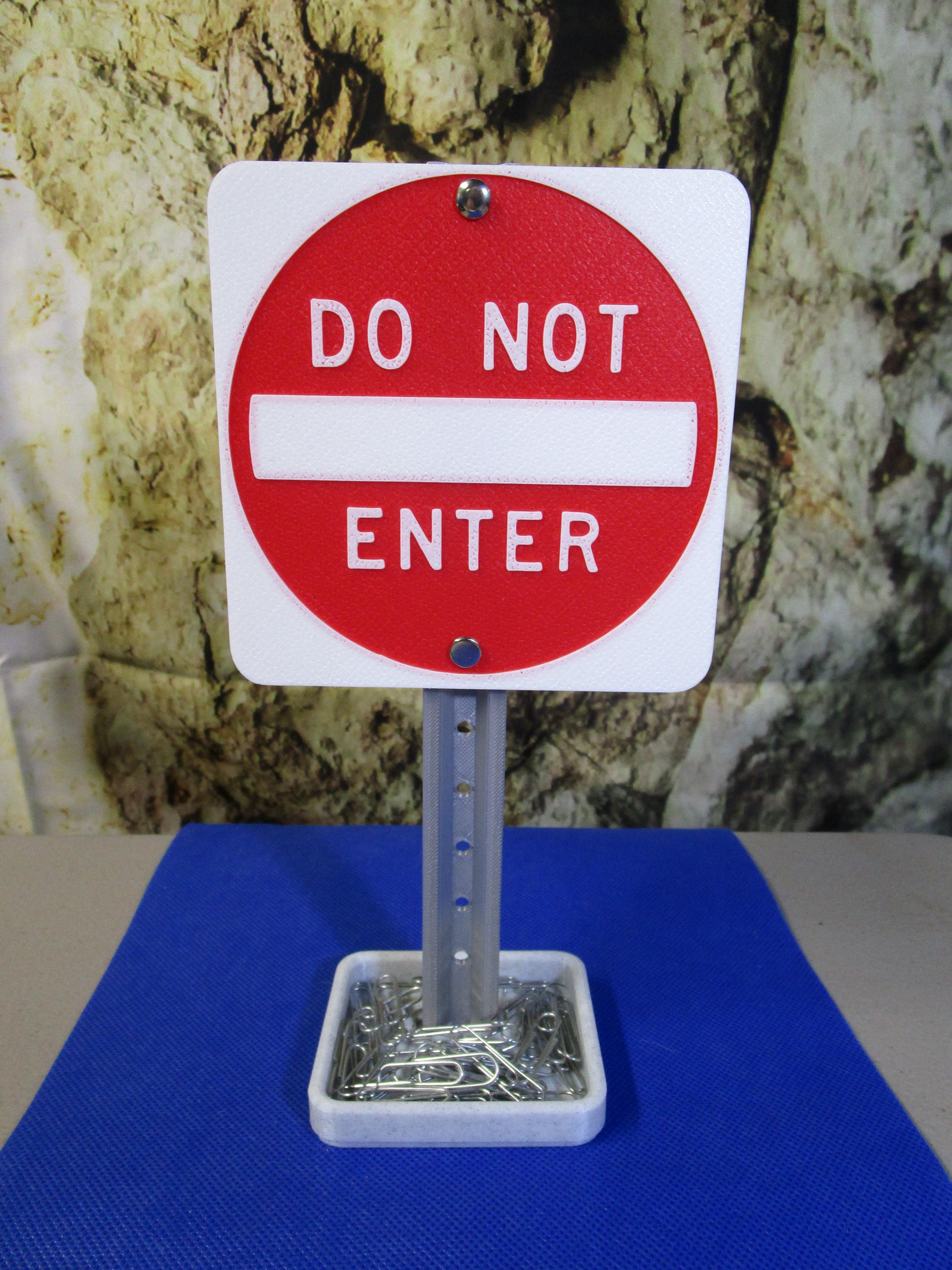 Mini "Do Not Enter" Desk Sign: Business Card Holder & Candy Tray