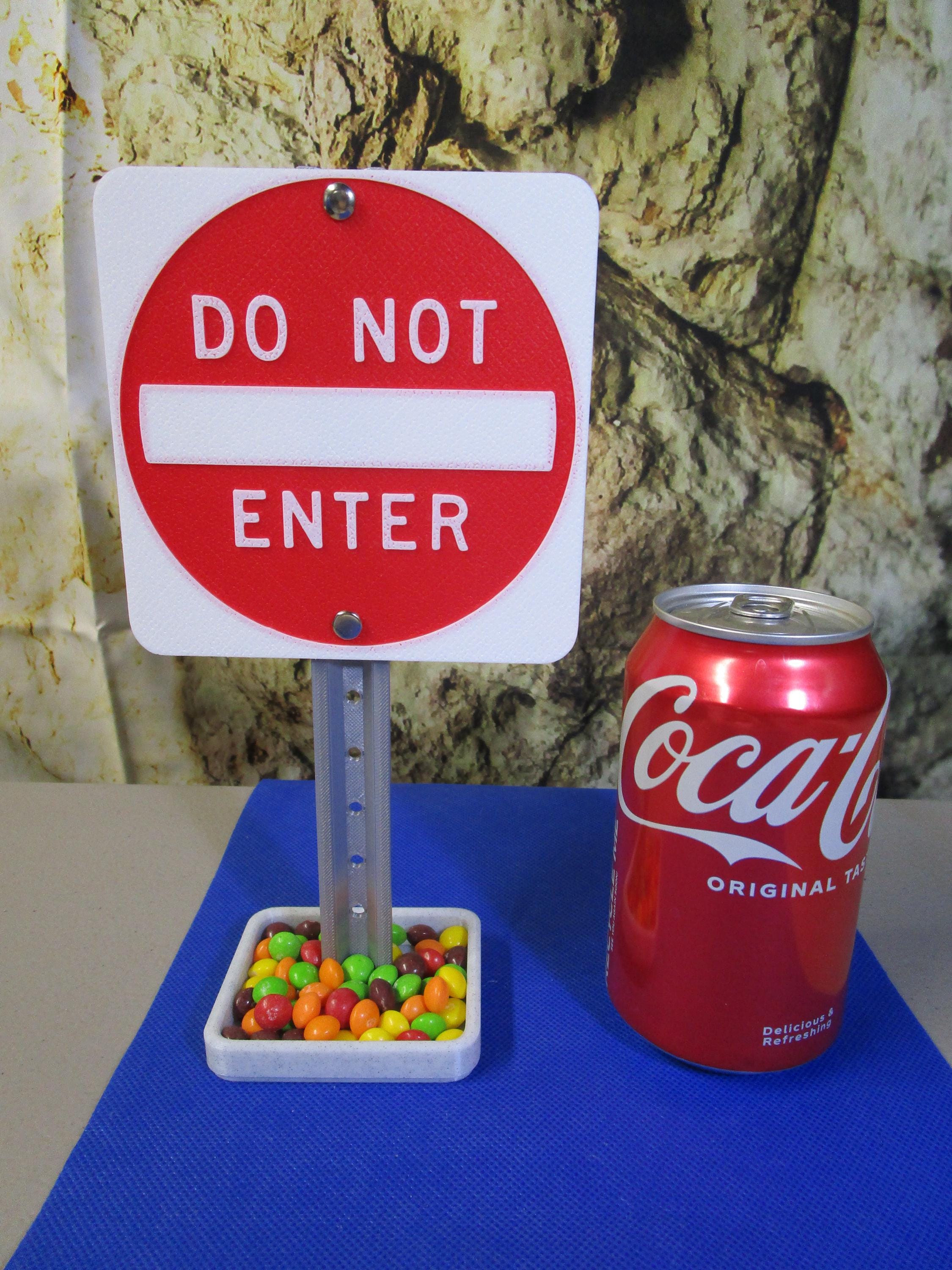 Mini "Do Not Enter" Desk Sign: Business Card Holder & Candy Tray