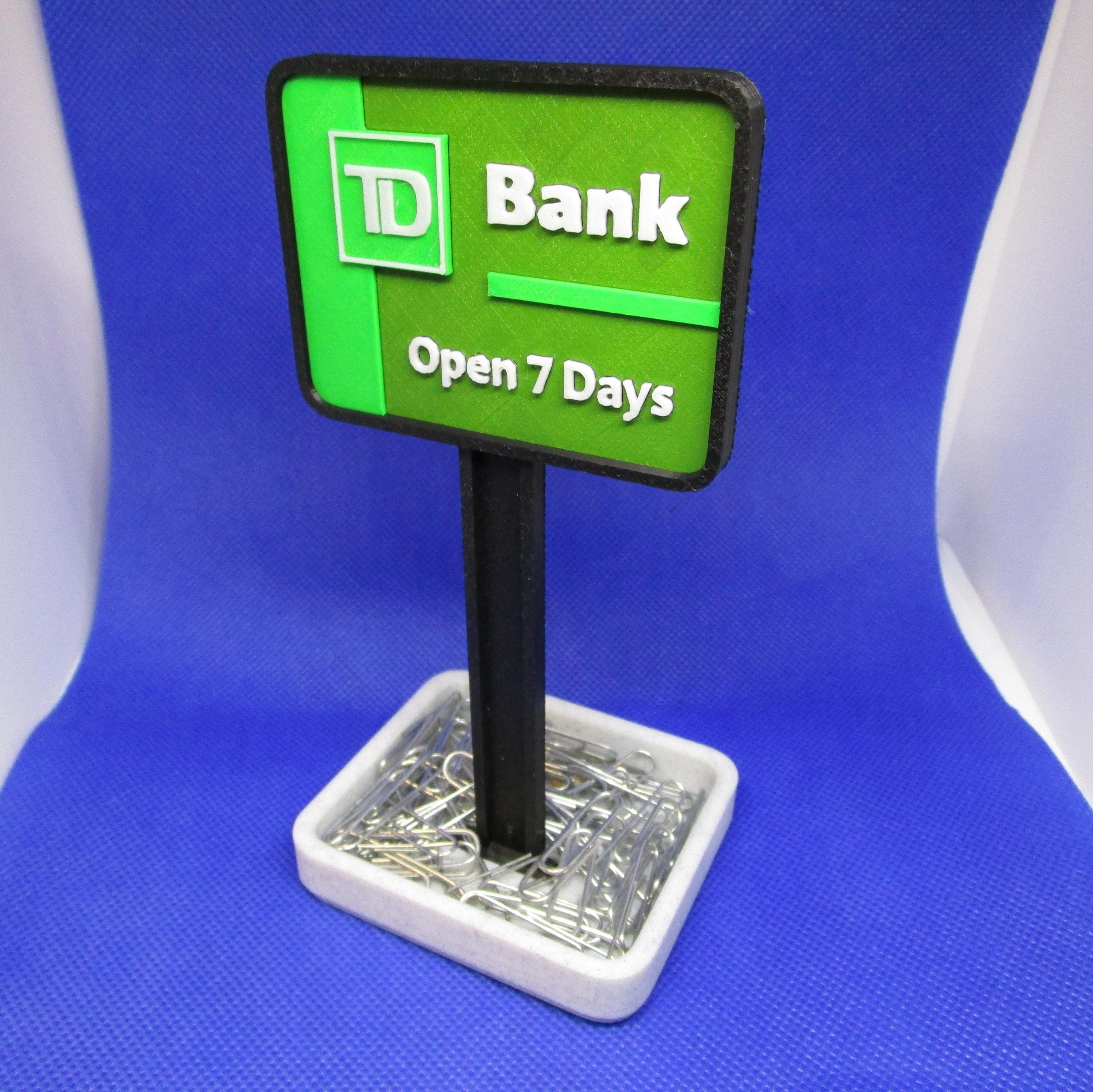 Mini TD Bank Sign Replica – Business Card Holder & Professional Desk Organizer