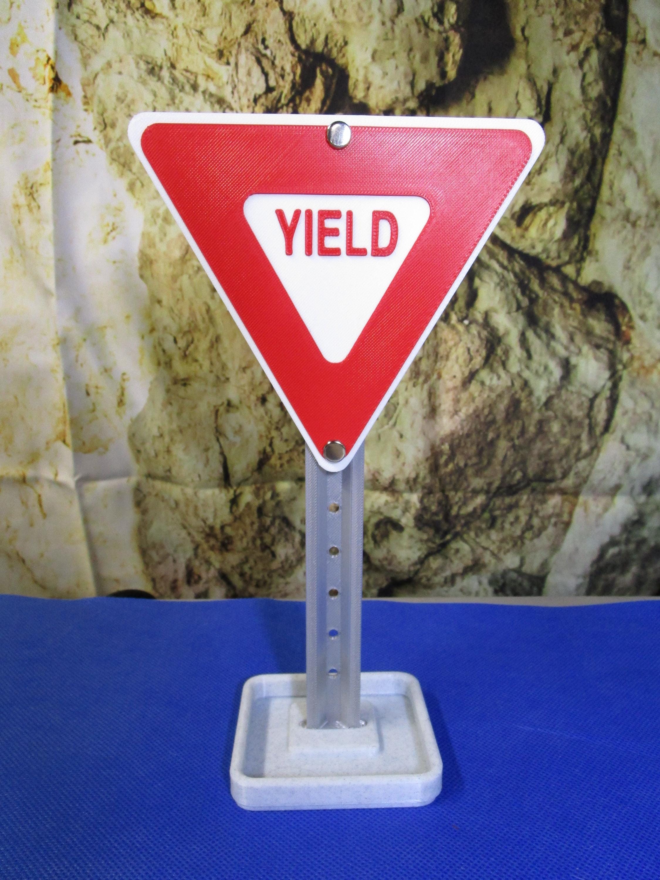 Mini Yield Sign Desk Organizer: Business Card Holder & Candy Dish