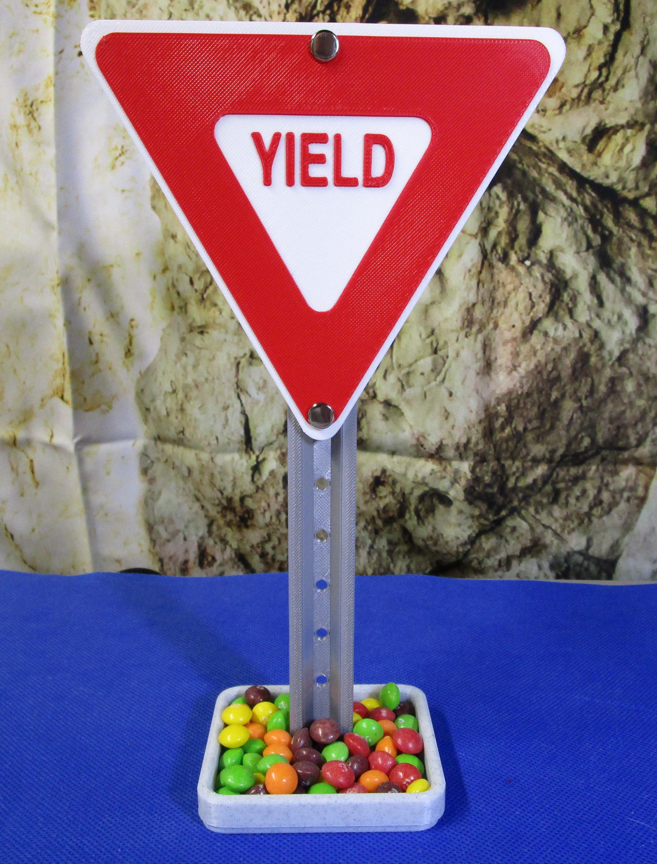 Mini Yield Sign Desk Organizer: Business Card Holder & Candy Dish