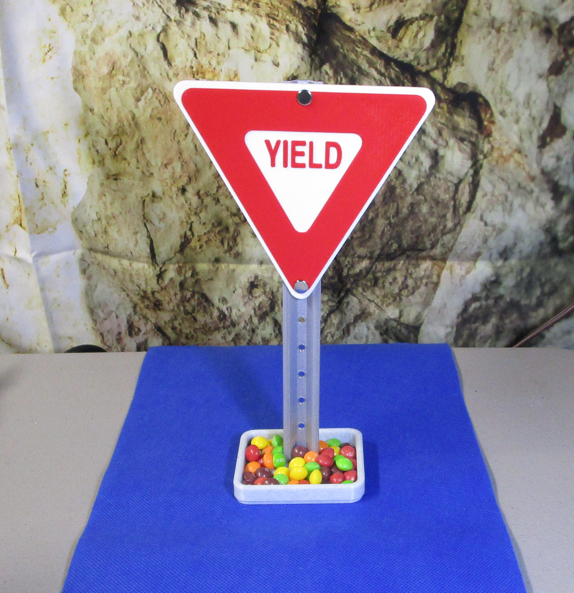 Mini Yield Sign Desk Organizer: Business Card Holder & Candy Dish