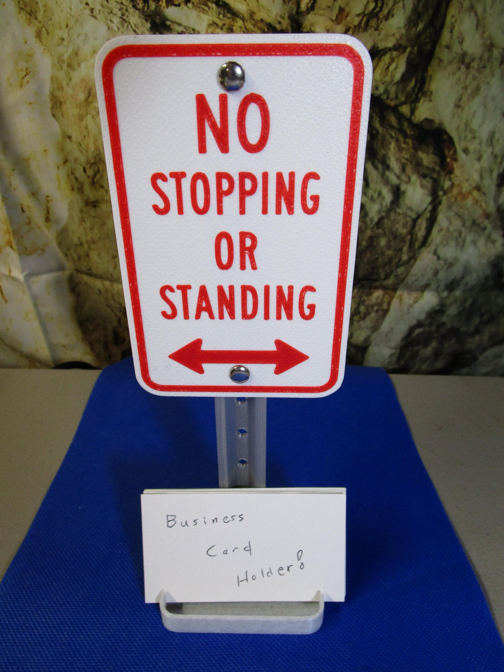 Mini No Stopping Or Standing Sign: Funny Desk Organizer & Business Card Holder