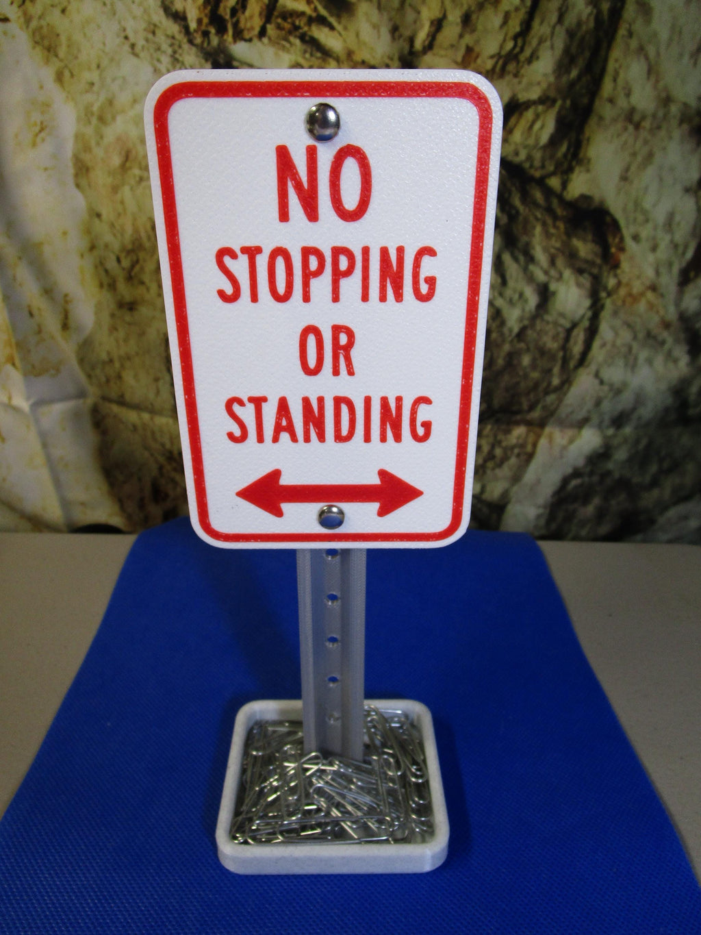 Mini No Stopping Or Standing Sign: Funny Desk Organizer & Business Card Holder