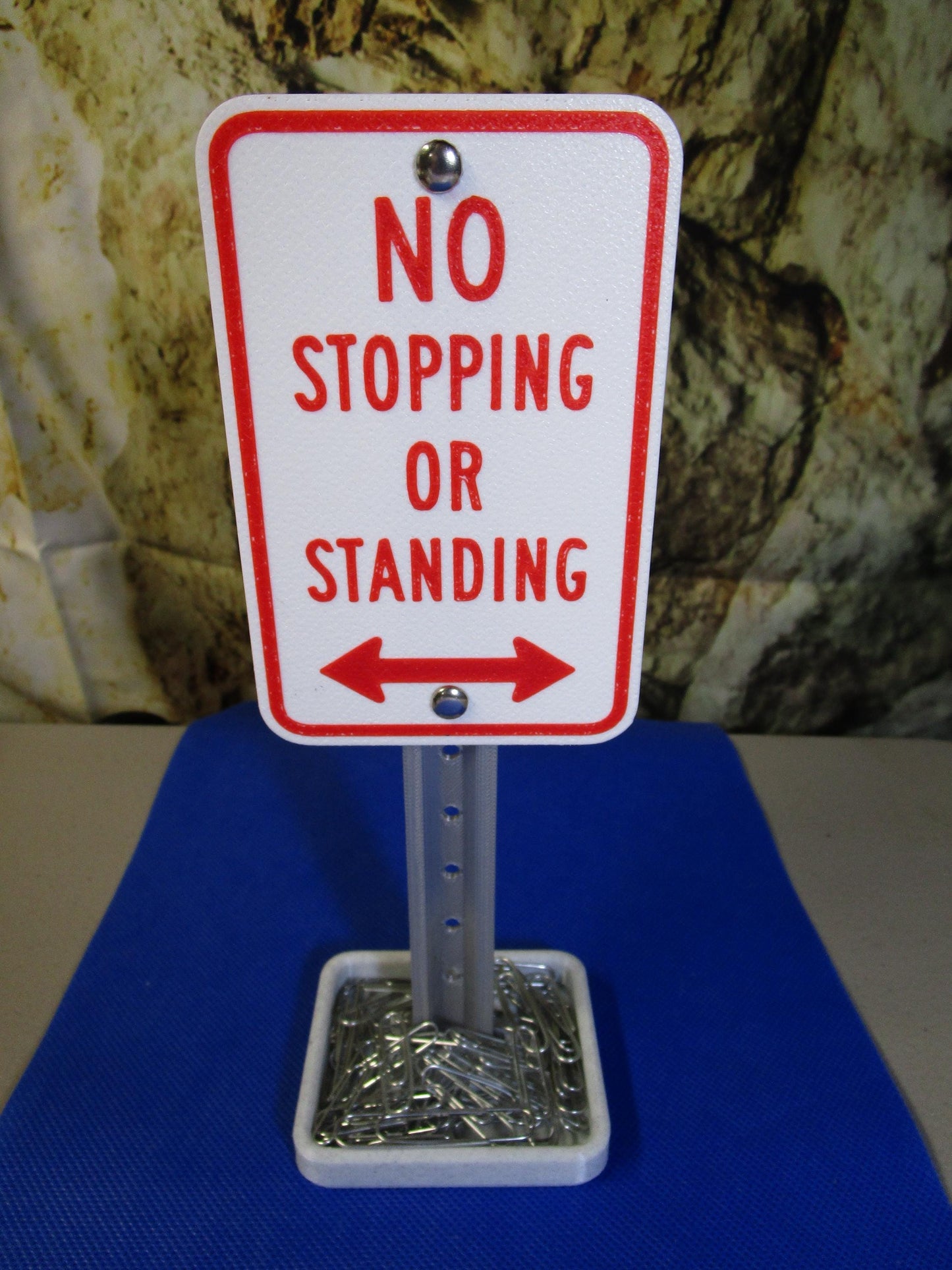 Mini No Stopping Or Standing Sign: Funny Desk Organizer & Business Card Holder