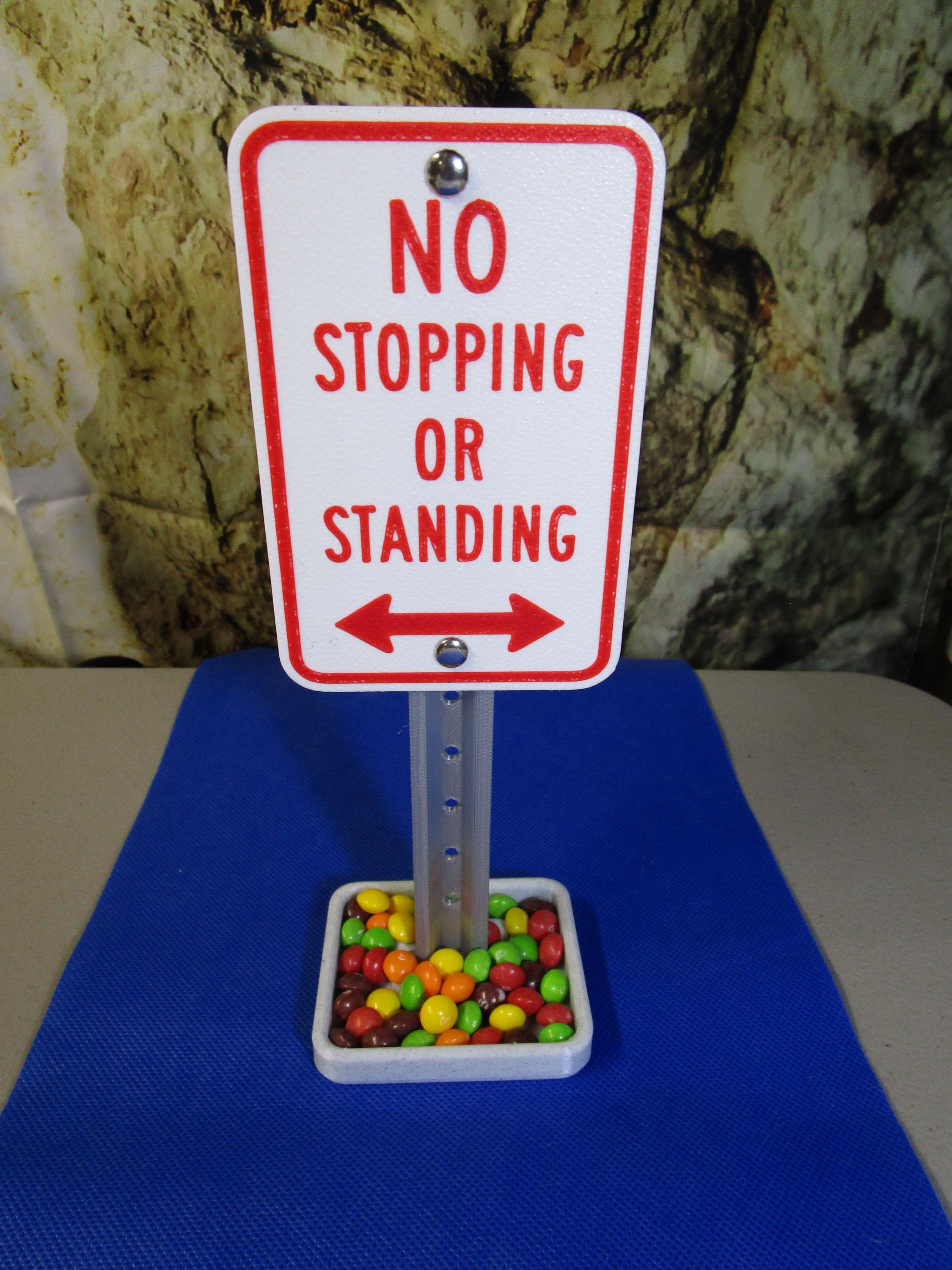 Mini No Stopping Or Standing Sign: Funny Desk Organizer & Business Card Holder