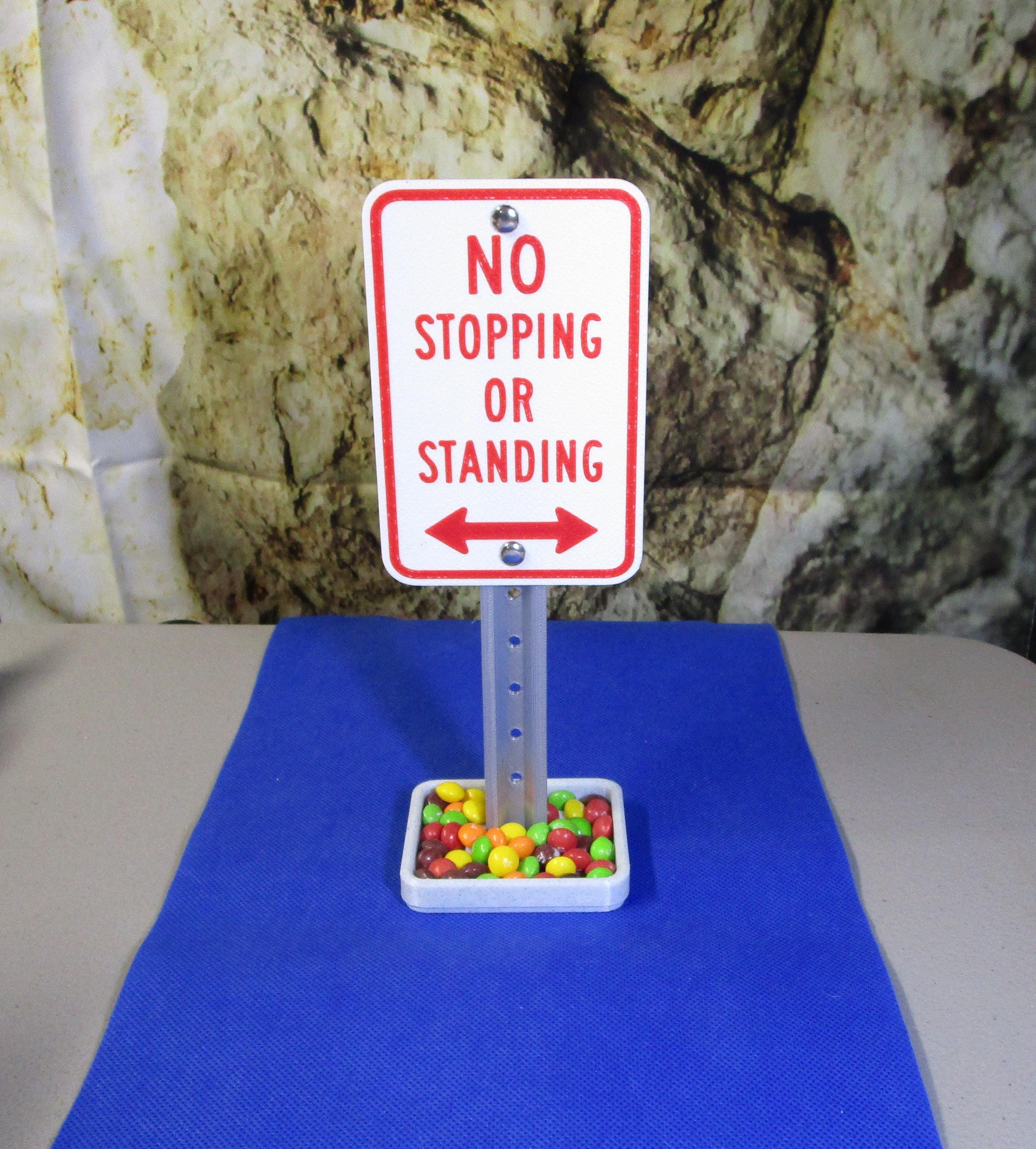 Mini No Stopping Or Standing Sign: Funny Desk Organizer & Business Card Holder