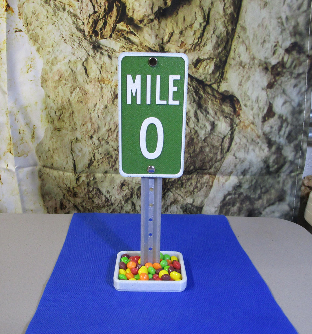 MILE 0 Mini Desk Sign – Road Sign Decor, Business Card Holder