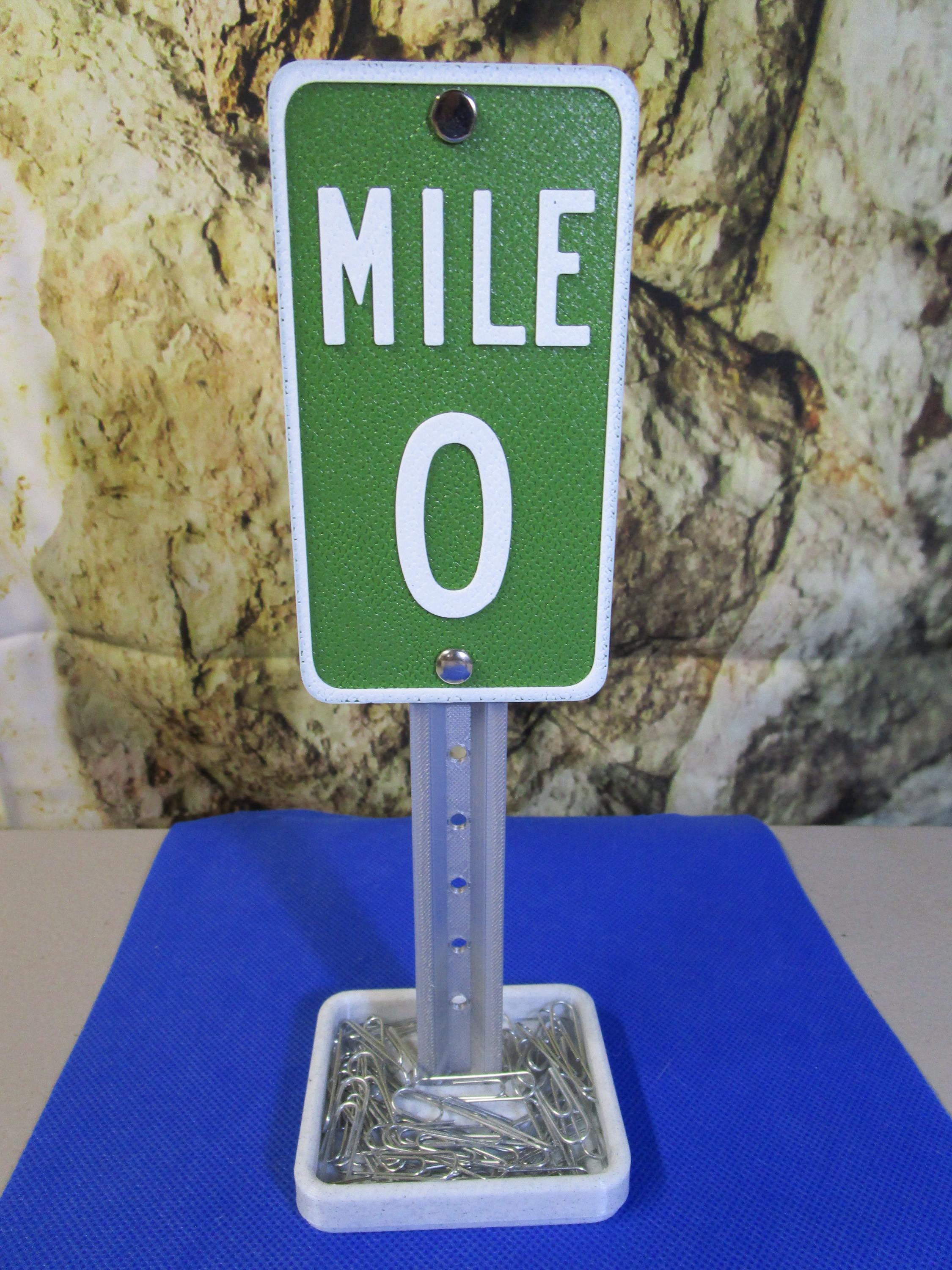 MILE 0 Mini Desk Sign – Road Sign Decor, Business Card Holder