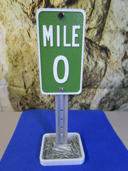 MILE 0 Mini Desk Sign – Road Sign Decor, Business Card Holder