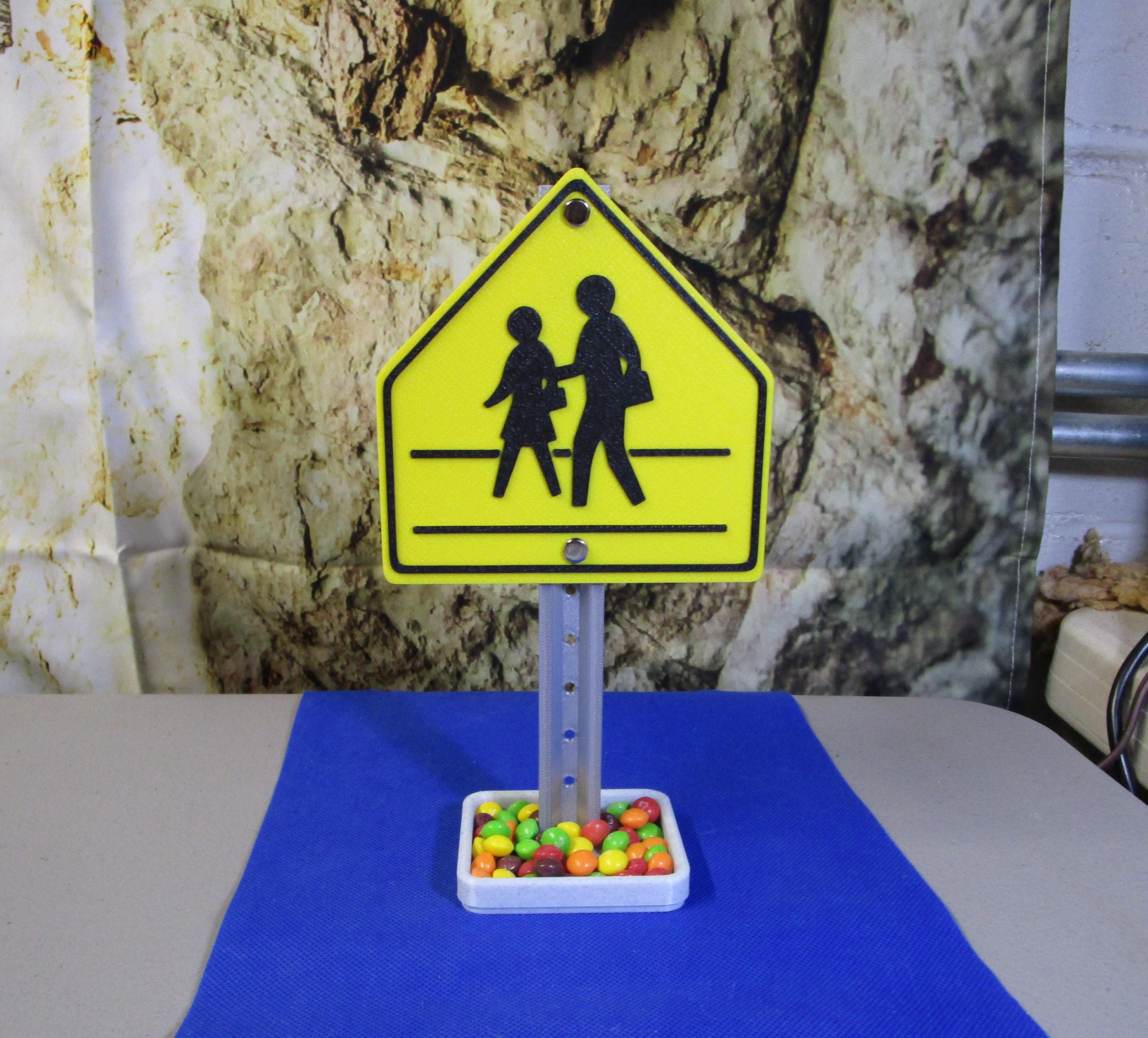 Mini School Crossing Desk Sign – Business Card Holder & Candy Tray | Industrial-Strength Plastic