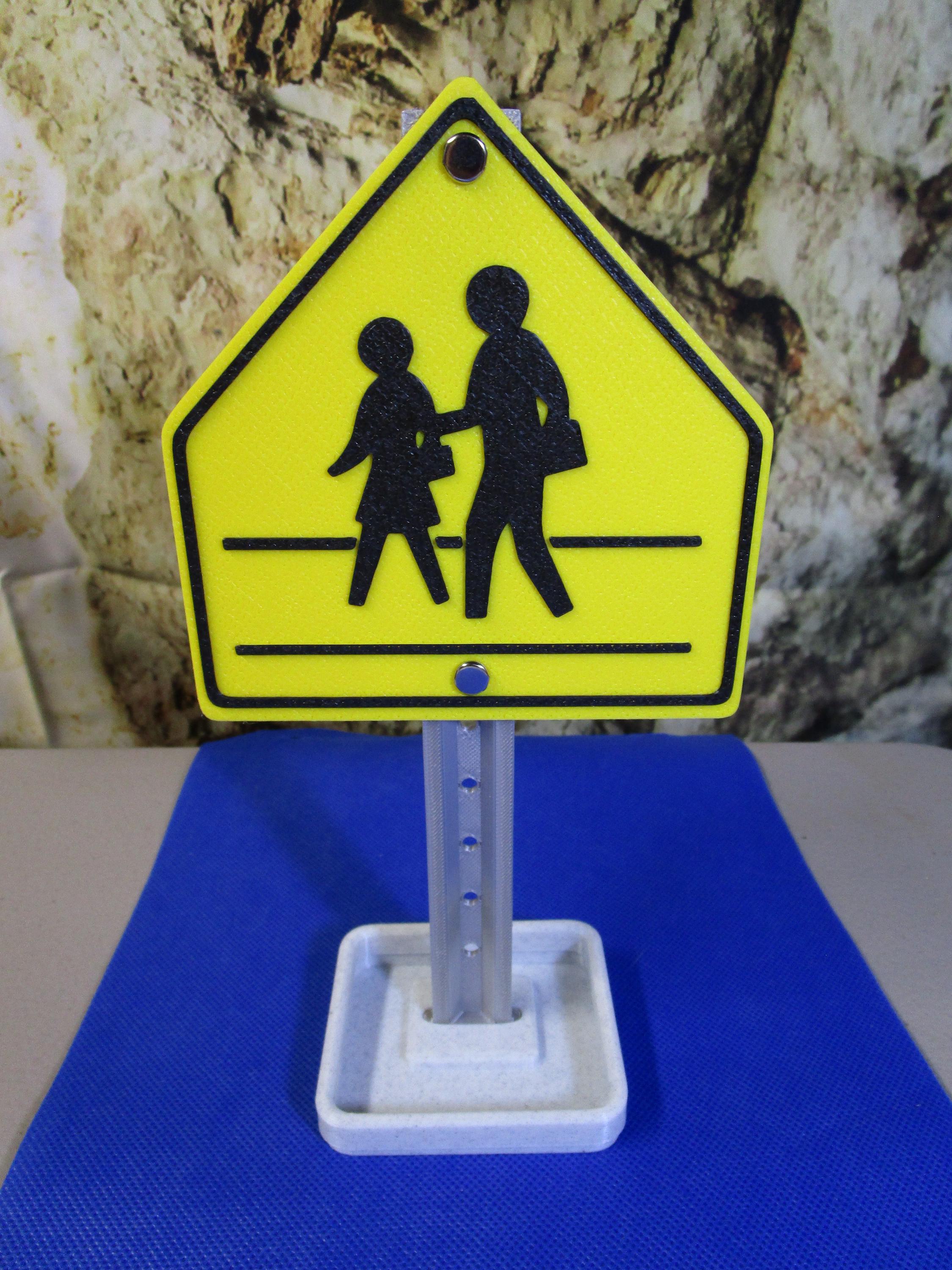 Mini School Crossing Desk Sign – Business Card Holder & Candy Tray | Industrial-Strength Plastic