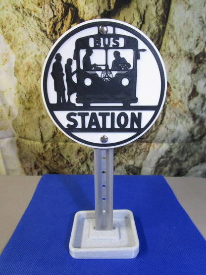 Bus Station Mini Desk Sign with Tray – Retro Transit Vibe