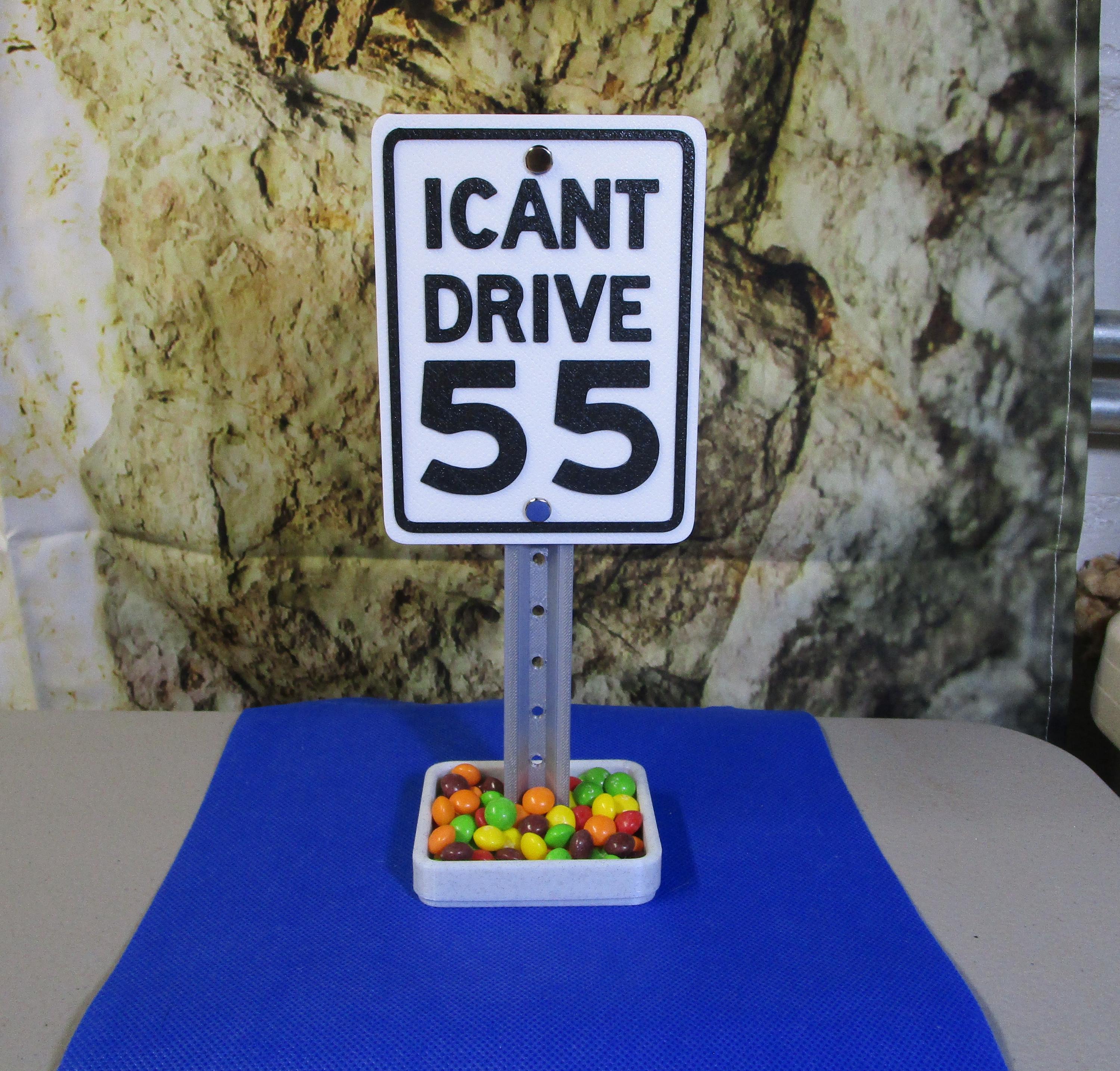 I CAN’T DRIVE 55 Mini Desk Sign: Rock-n-Roll Office Organizer
