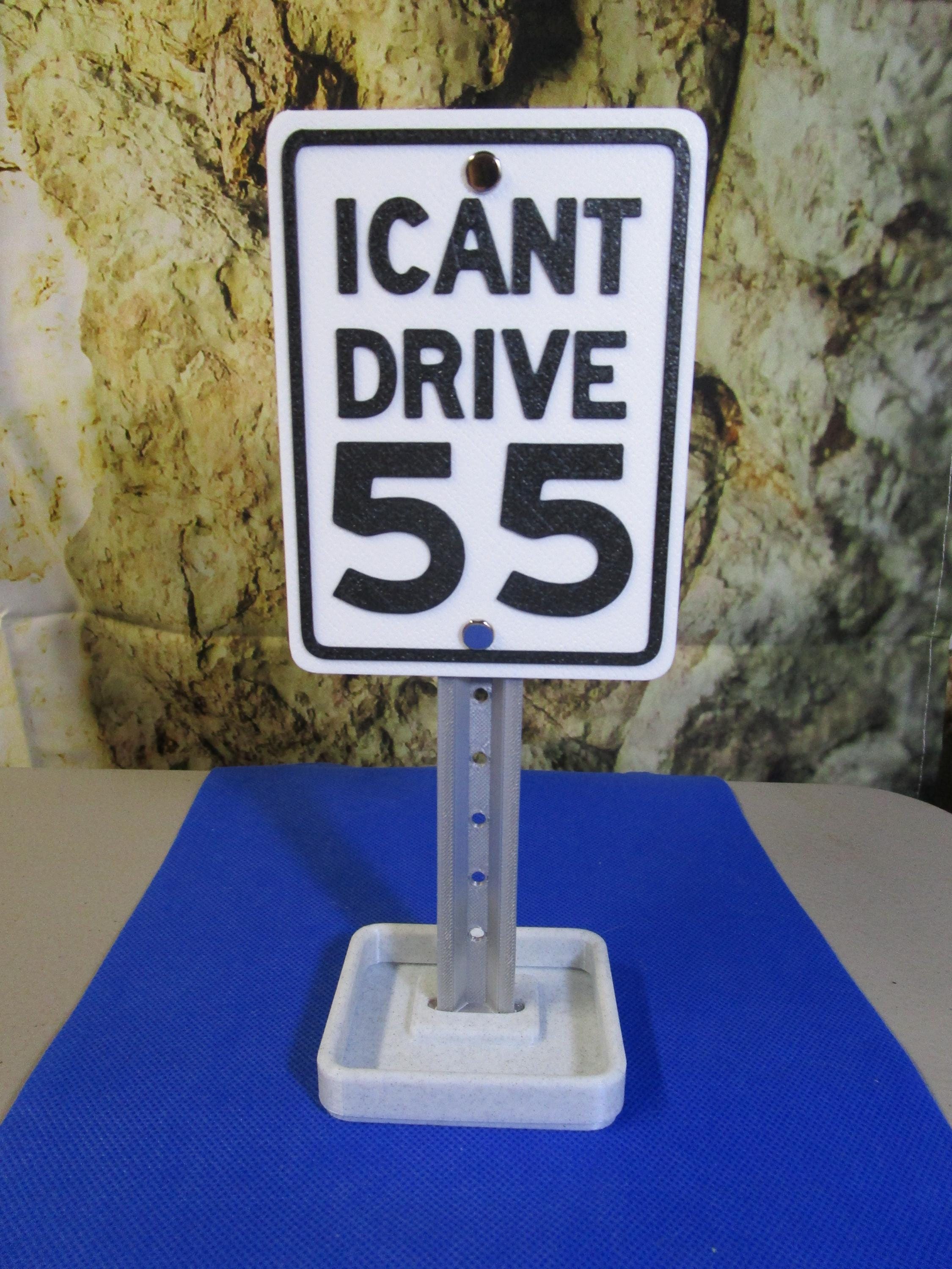 I CAN’T DRIVE 55 Mini Desk Sign: Rock-n-Roll Office Organizer