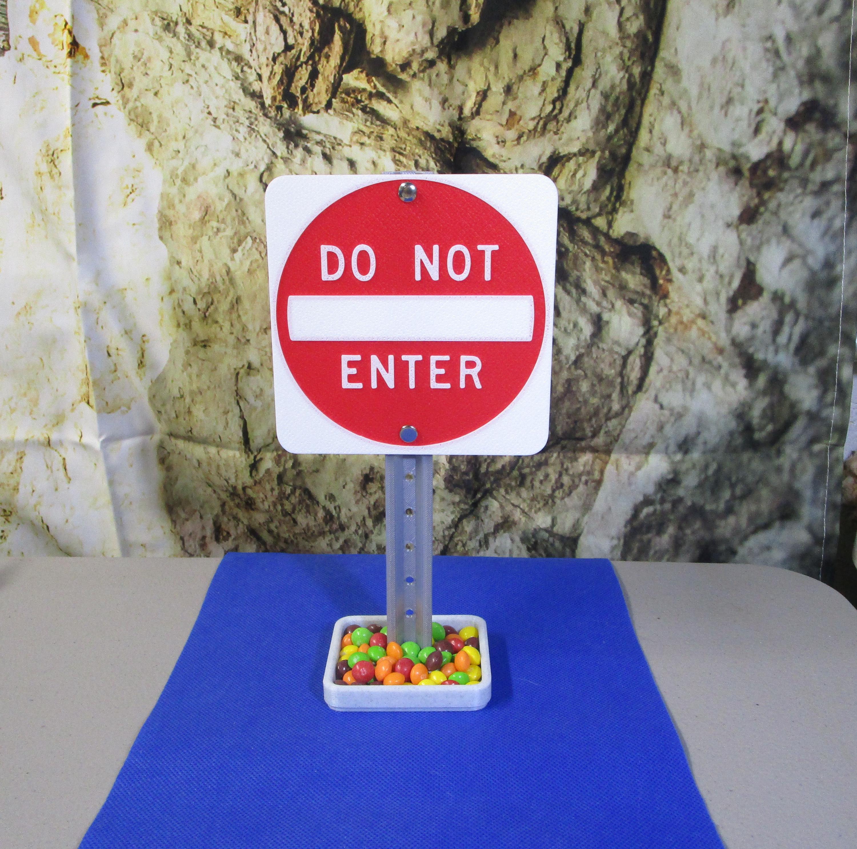 Mini "Do Not Enter" Desk Sign: Business Card Holder & Candy Tray