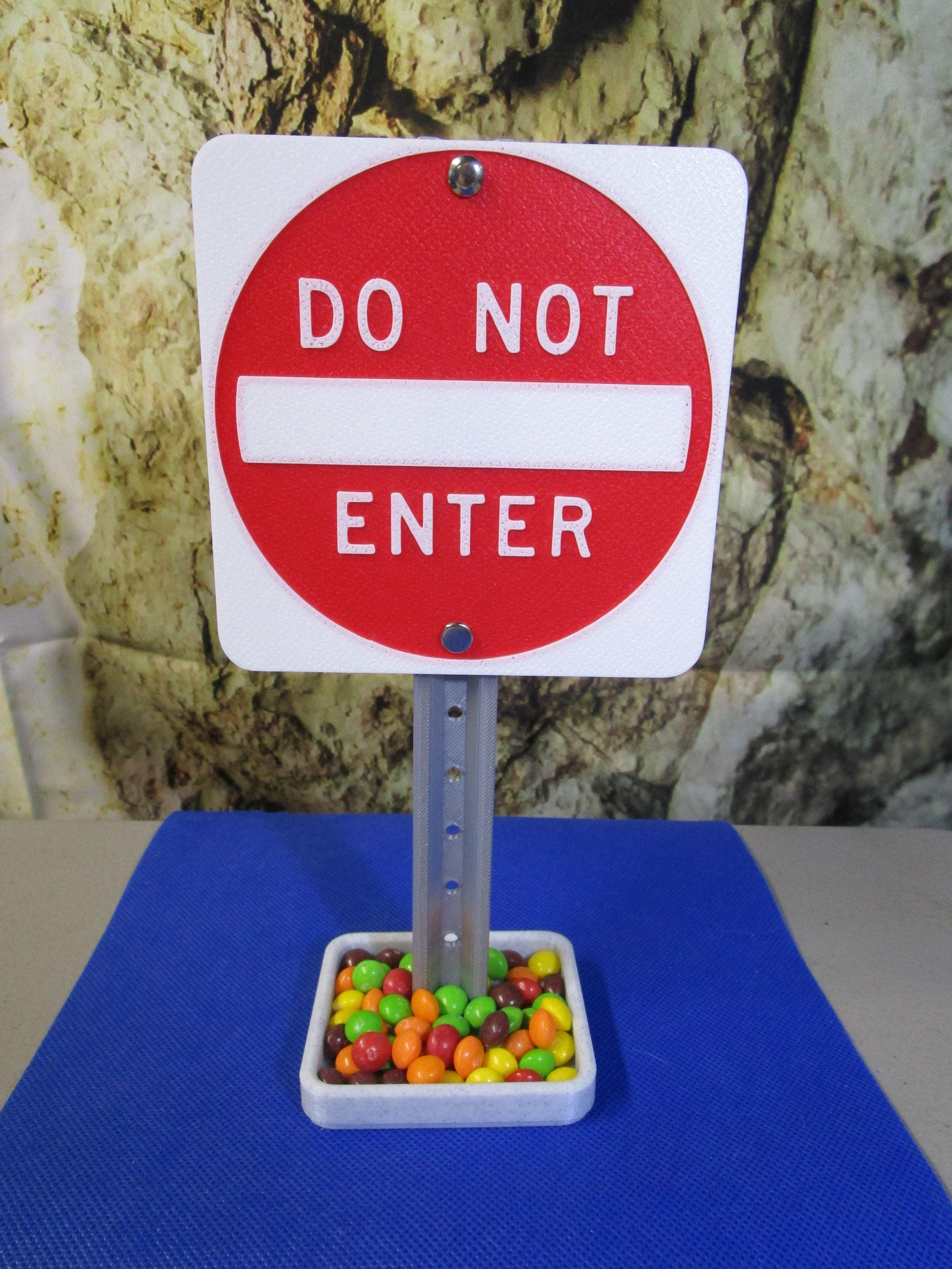 Mini "Do Not Enter" Desk Sign: Business Card Holder & Candy Tray