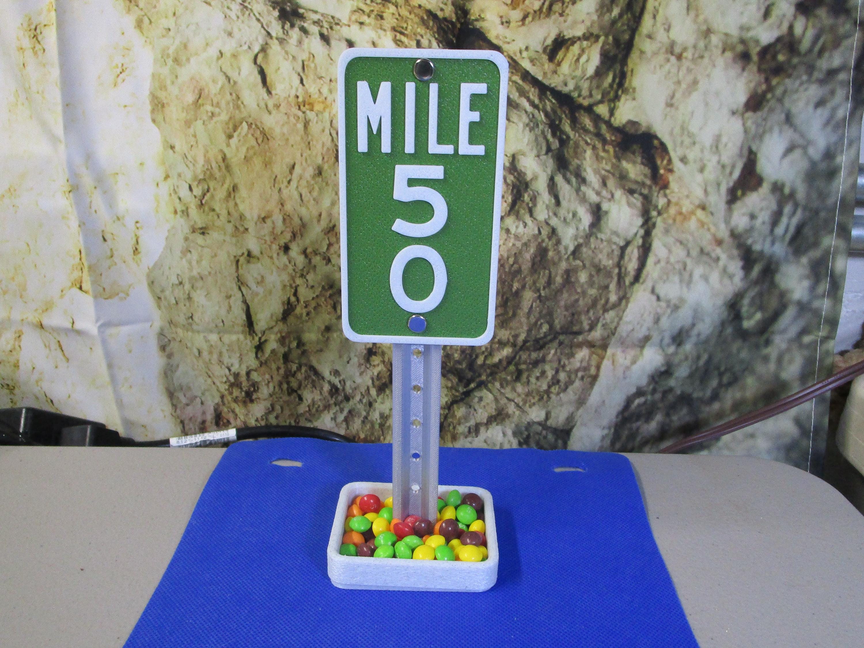 Mile 50 Milestone Desk Sign: 50th Birthday, Anniversary Gift