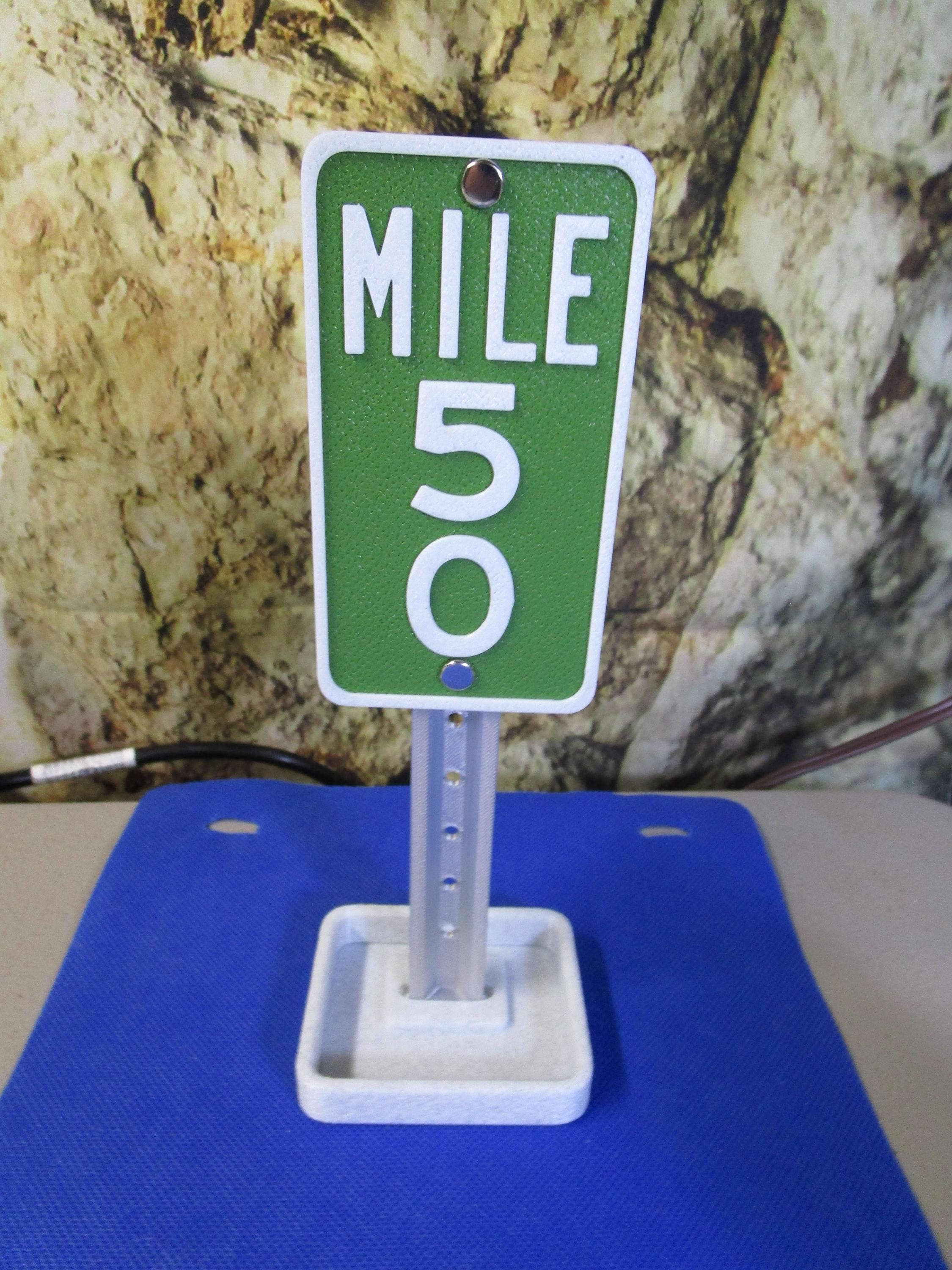 Mile 50 Milestone Desk Sign: 50th Birthday, Anniversary Gift