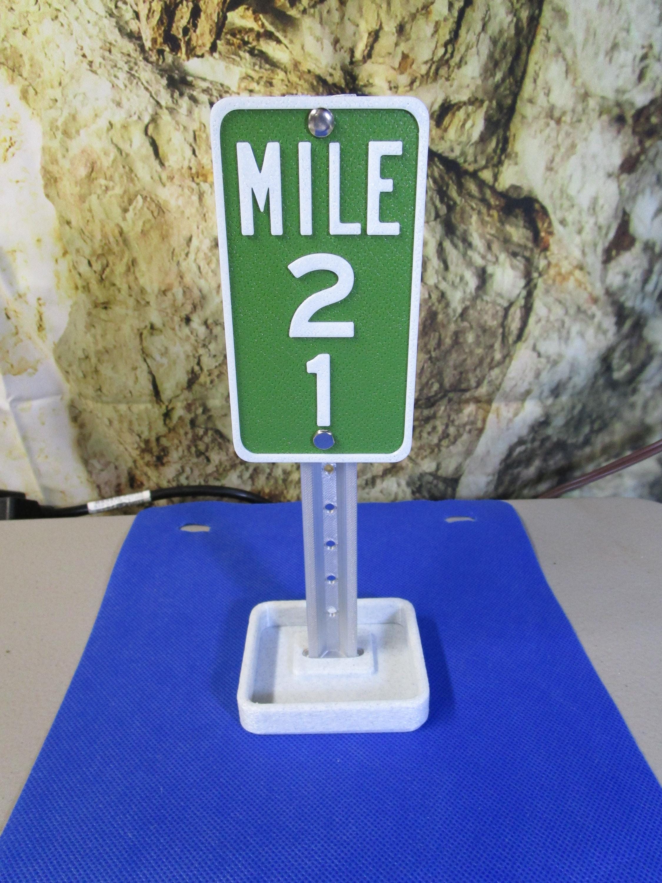 Mile 21 Desk Sign – Industrial Plastic Milestone Marker for 21st Birthday Celebration