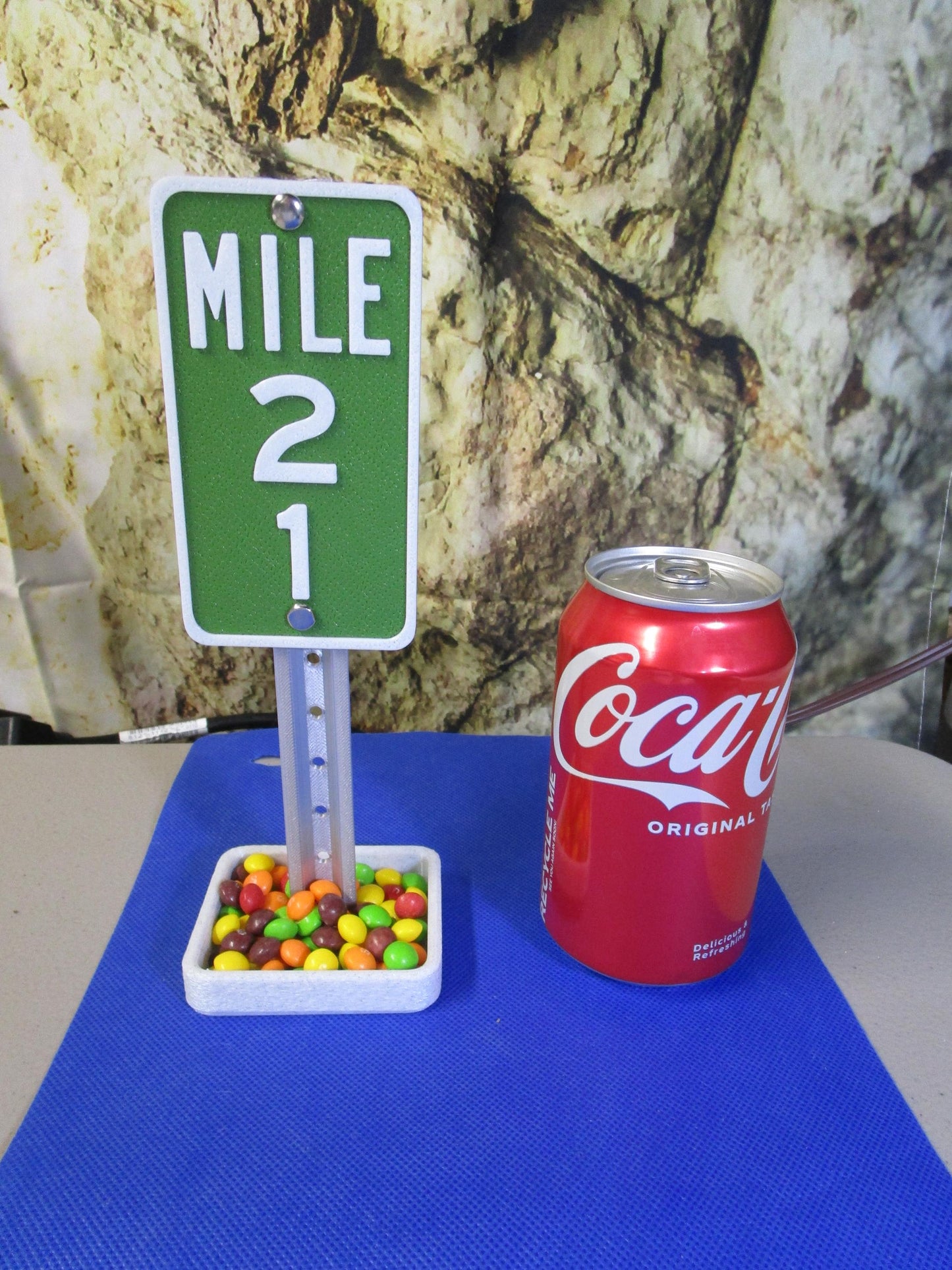 Mile 21 Desk Sign – Industrial Plastic Milestone Marker for 21st Birthday Celebration