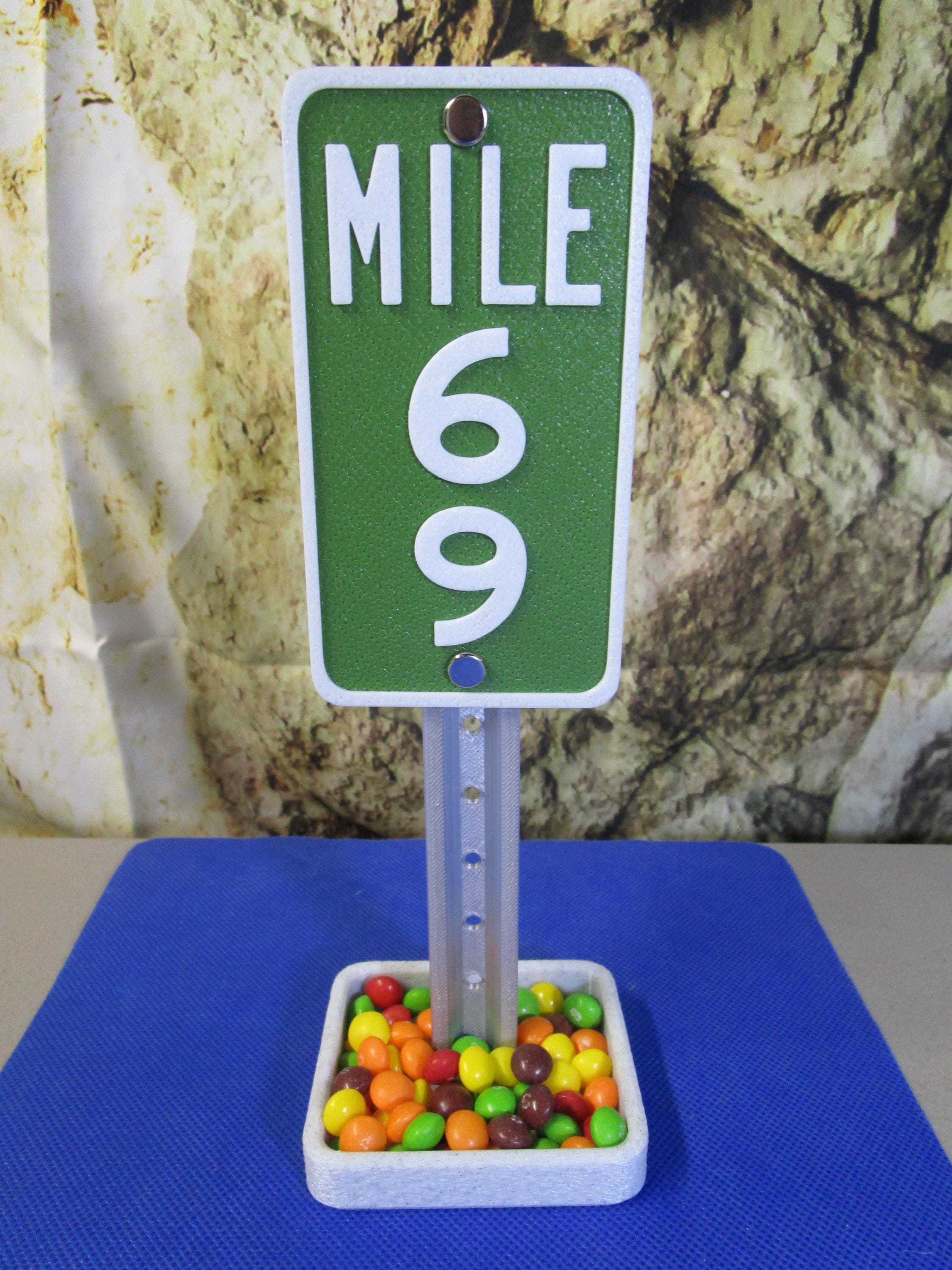 69 Milestone Desk Sign – Industrial-Strength Mile Marker for 69th Birthday, Anniversary, or Gag Gift