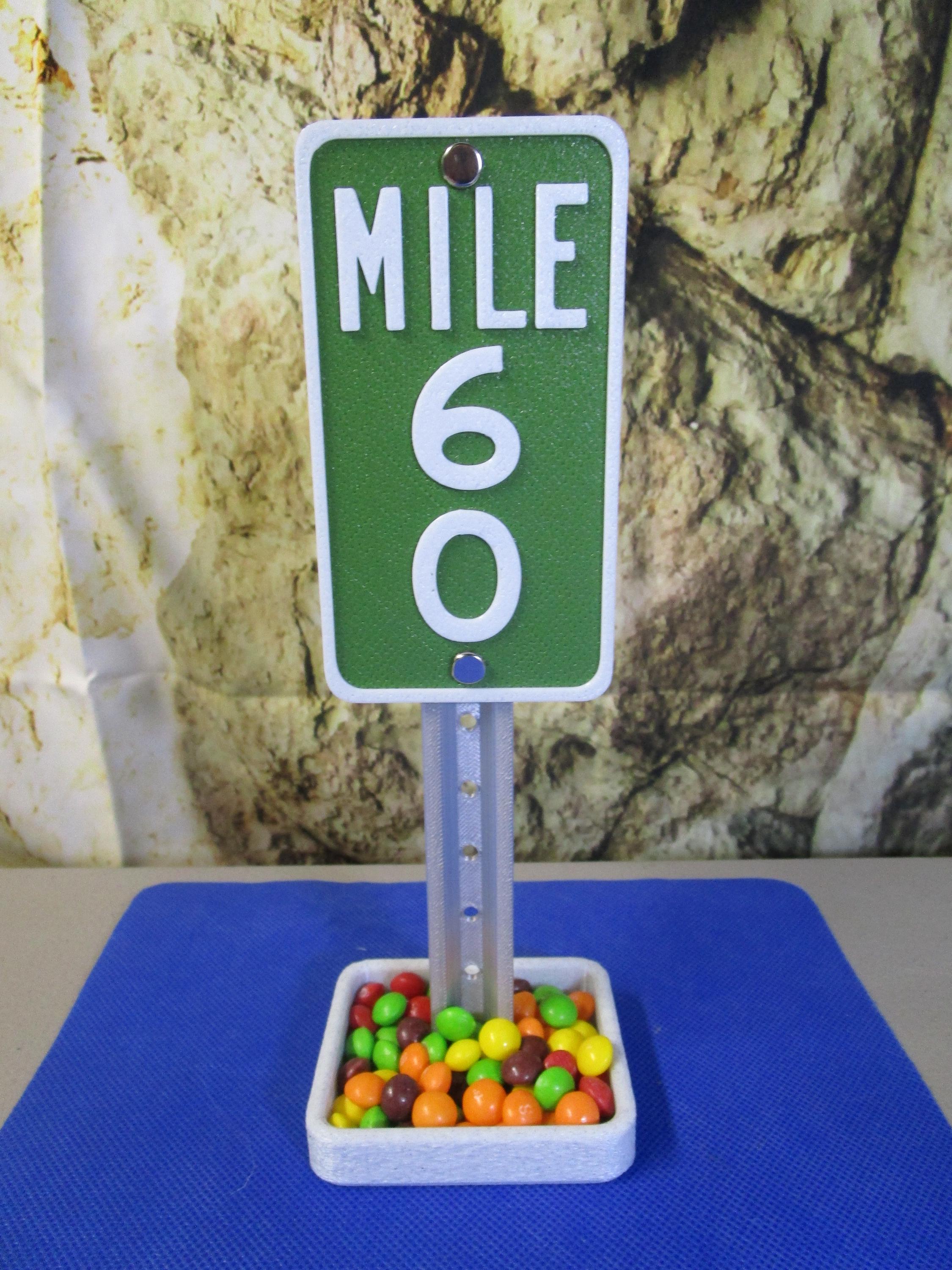 Funny Mile 60 Marker Desk Sign: 60th Birthday Gift
