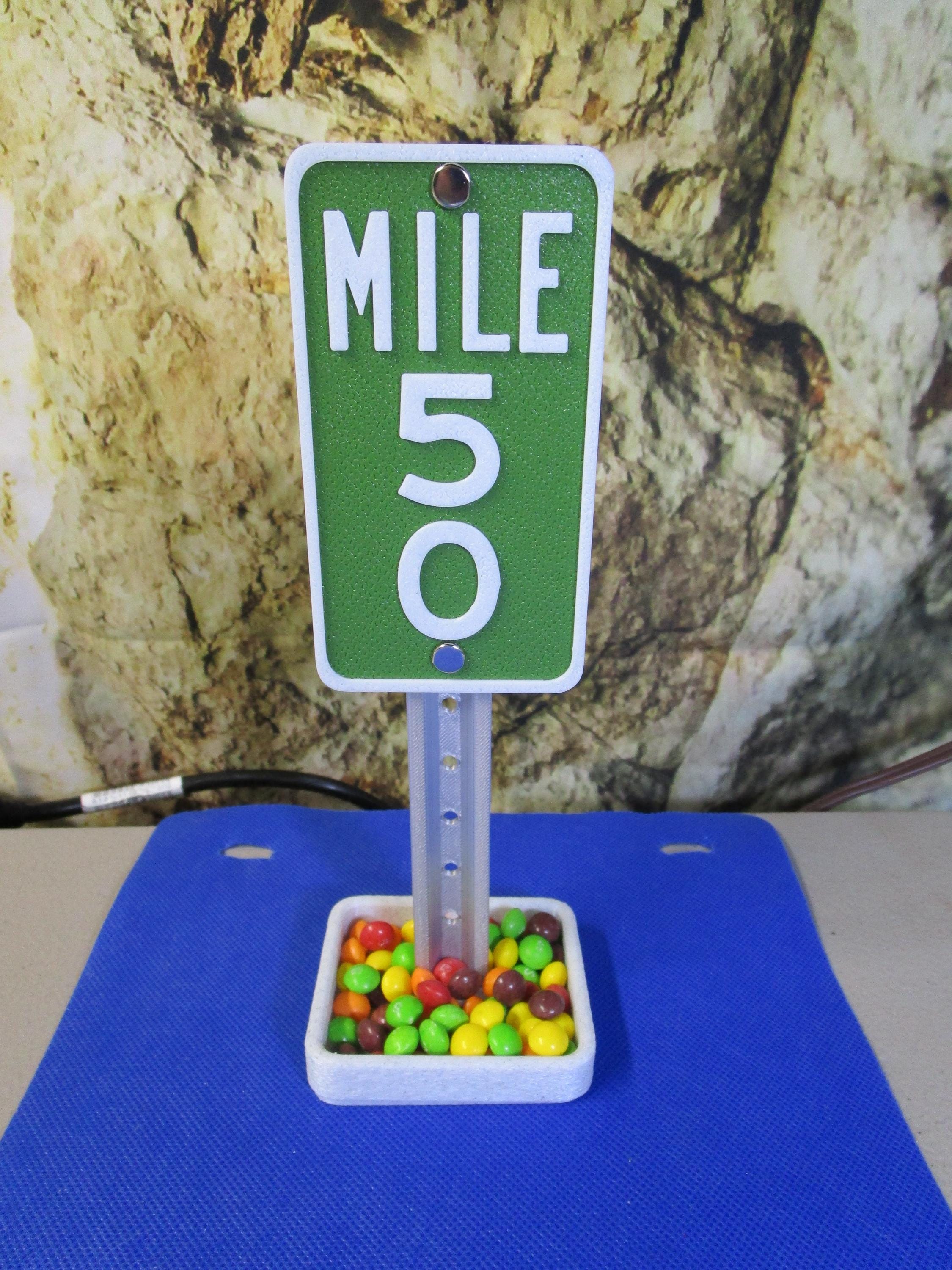 Mile 50 Milestone Desk Sign: 50th Birthday, Anniversary Gift