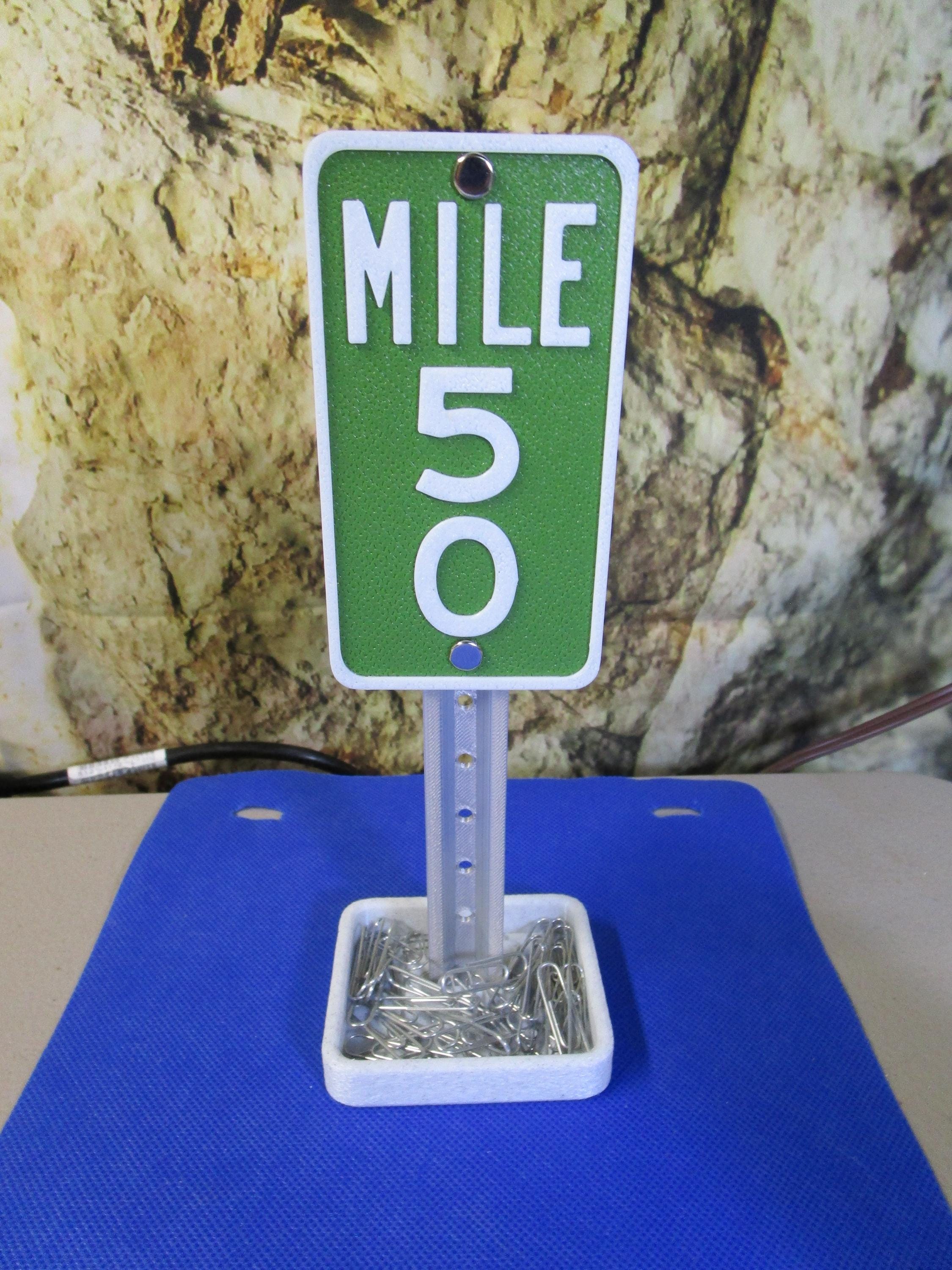 Mile 50 Milestone Desk Sign: 50th Birthday, Anniversary Gift