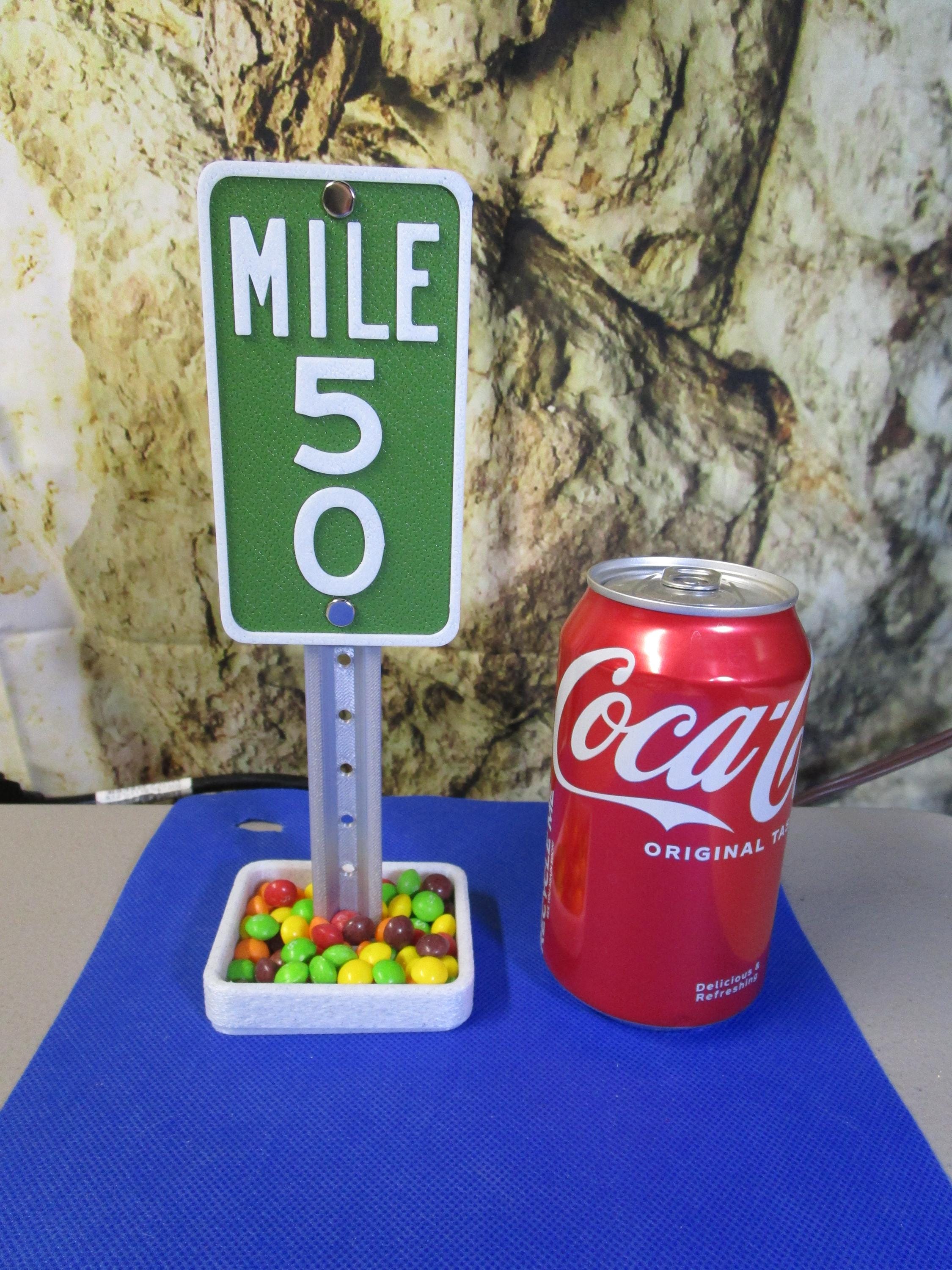 Mile 50 Milestone Desk Sign: 50th Birthday, Anniversary Gift