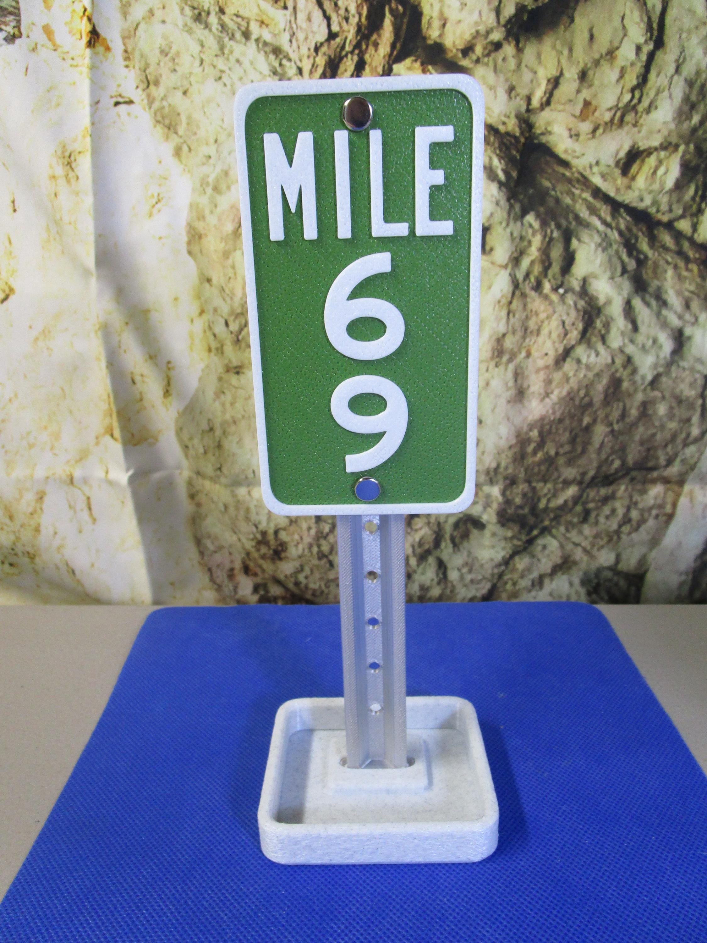 69 Milestone Desk Sign – Industrial-Strength Mile Marker for 69th Birthday, Anniversary, or Gag Gift