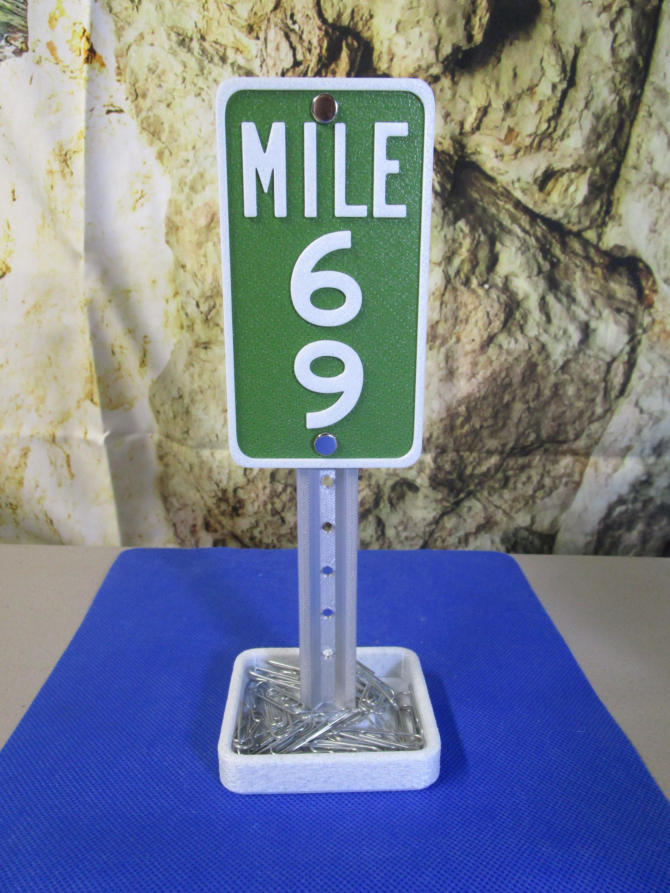 69 Milestone Desk Sign – Industrial-Strength Mile Marker for 69th Birthday, Anniversary, or Gag Gift