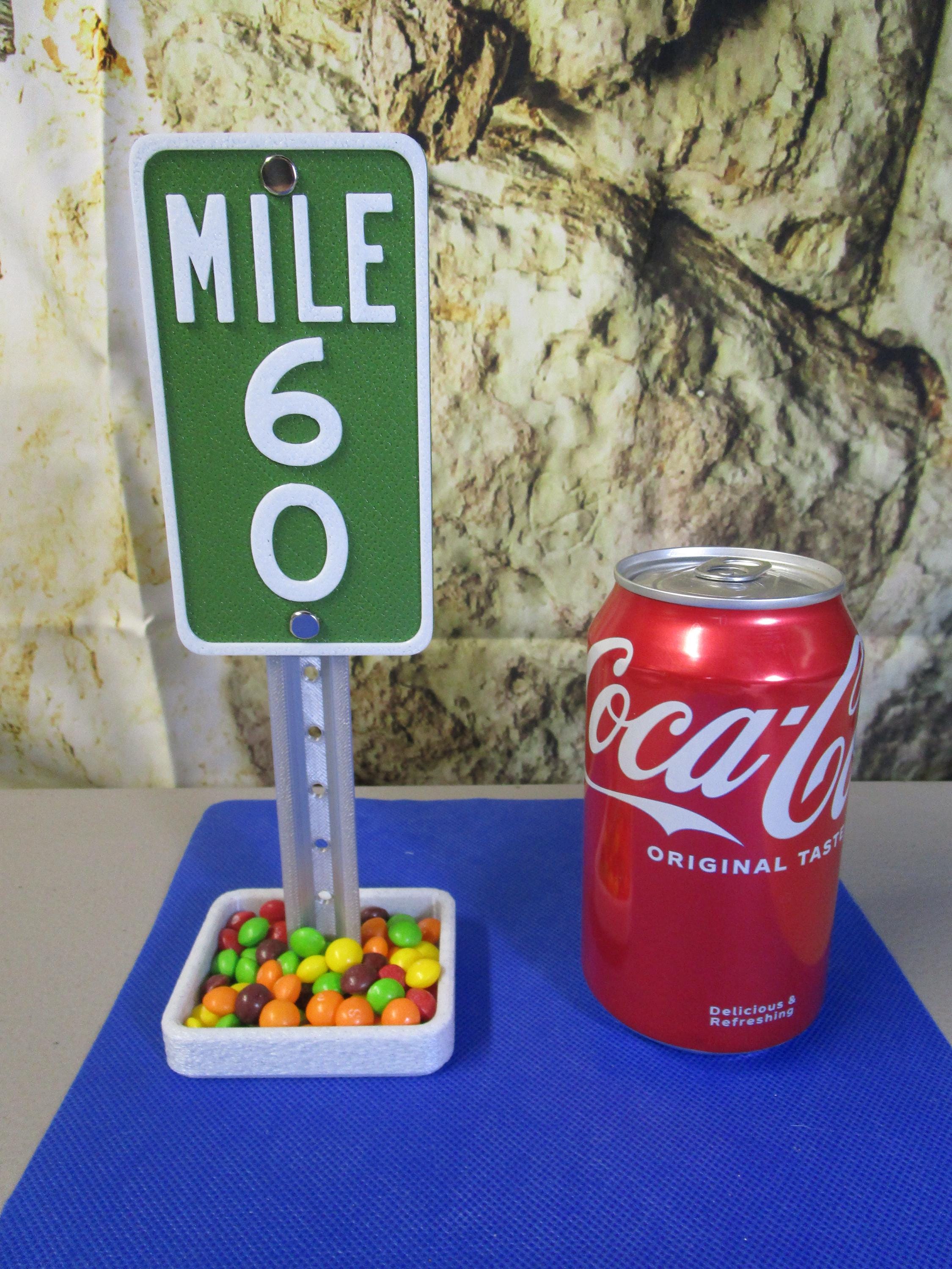 Funny Mile 60 Marker Desk Sign: 60th Birthday Gift