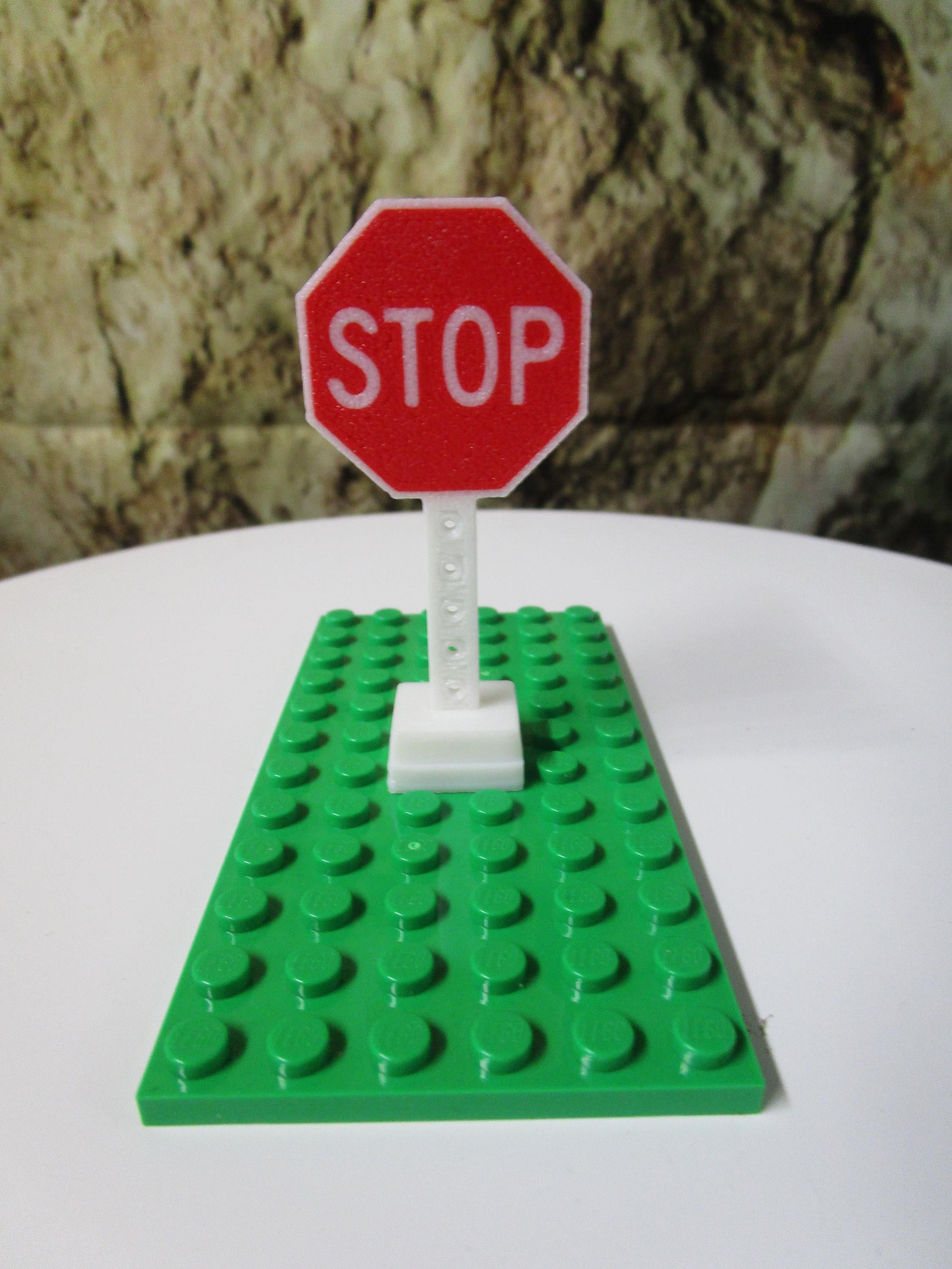 LEGO Compatible Miniature Stop Sign – Tiny Road Sign for LEGO Cities, Streets & Displays