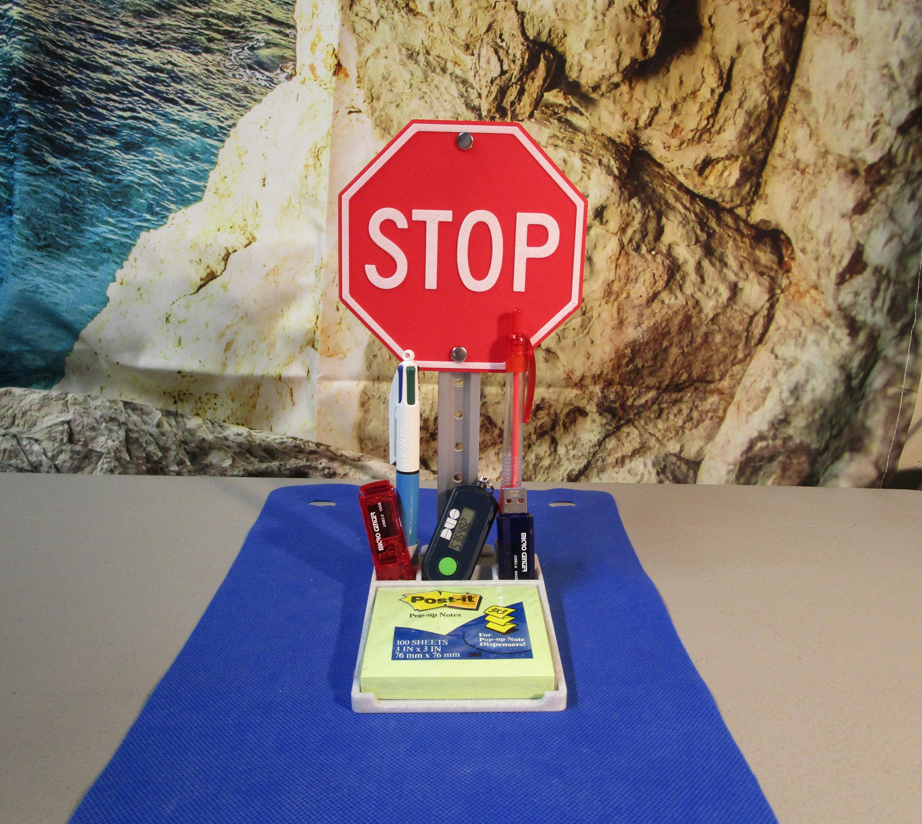 Stop Sign Desk Organizer | Pen, USB & Authenticator Holder