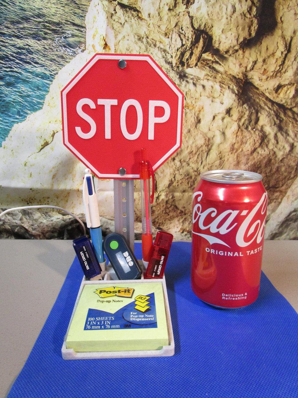 Stop Sign Desk Organizer | Pen, USB & Authenticator Holder