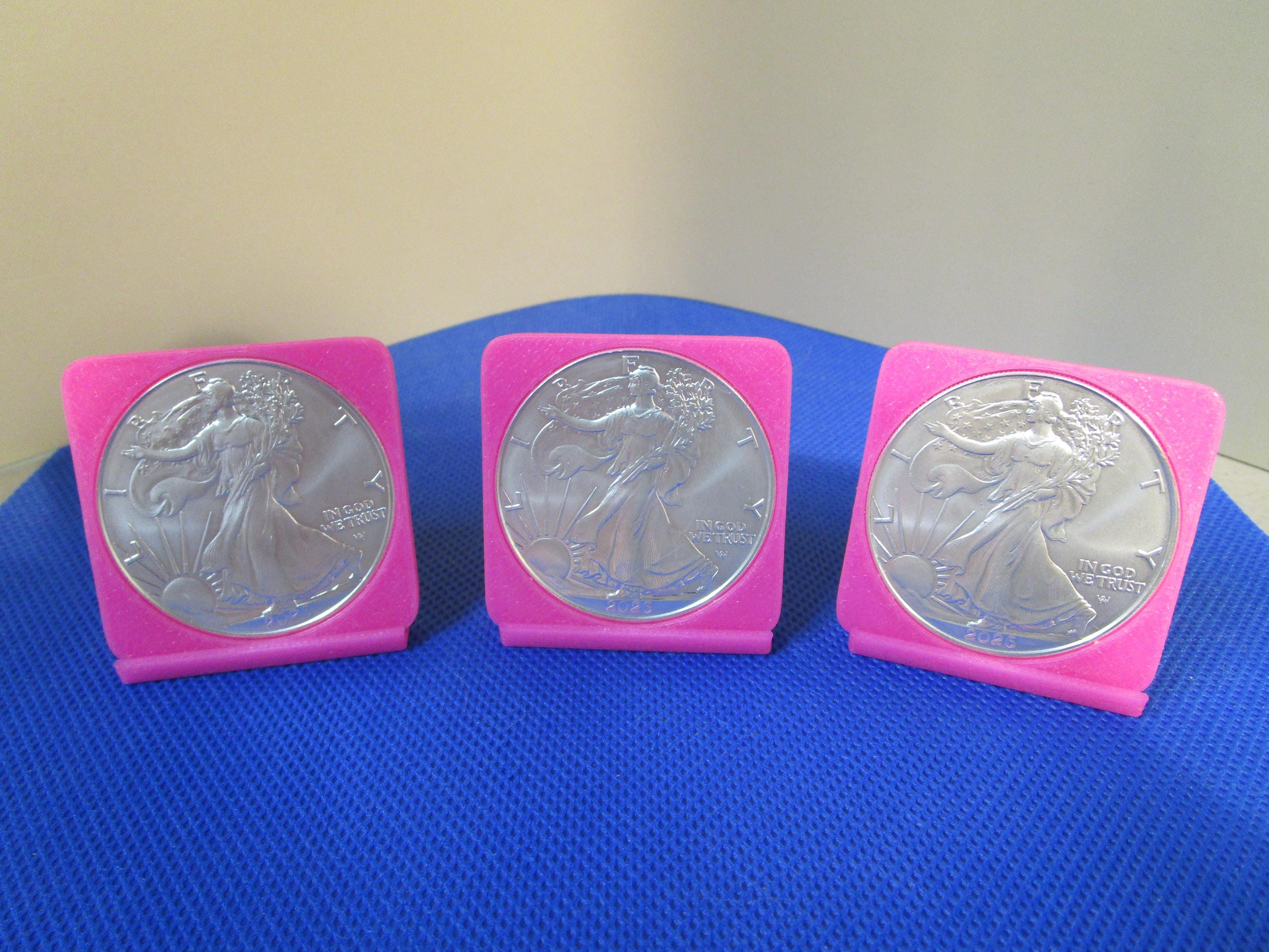 Hot Pink Coin Display Stand (Set of 3) | Standing Liberty 1oz Silver