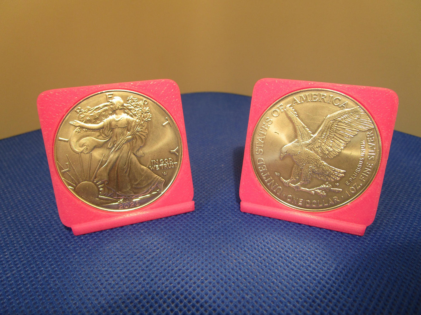 Hot Pink Coin Display Stand (Set of 3) | Standing Liberty 1oz Silver