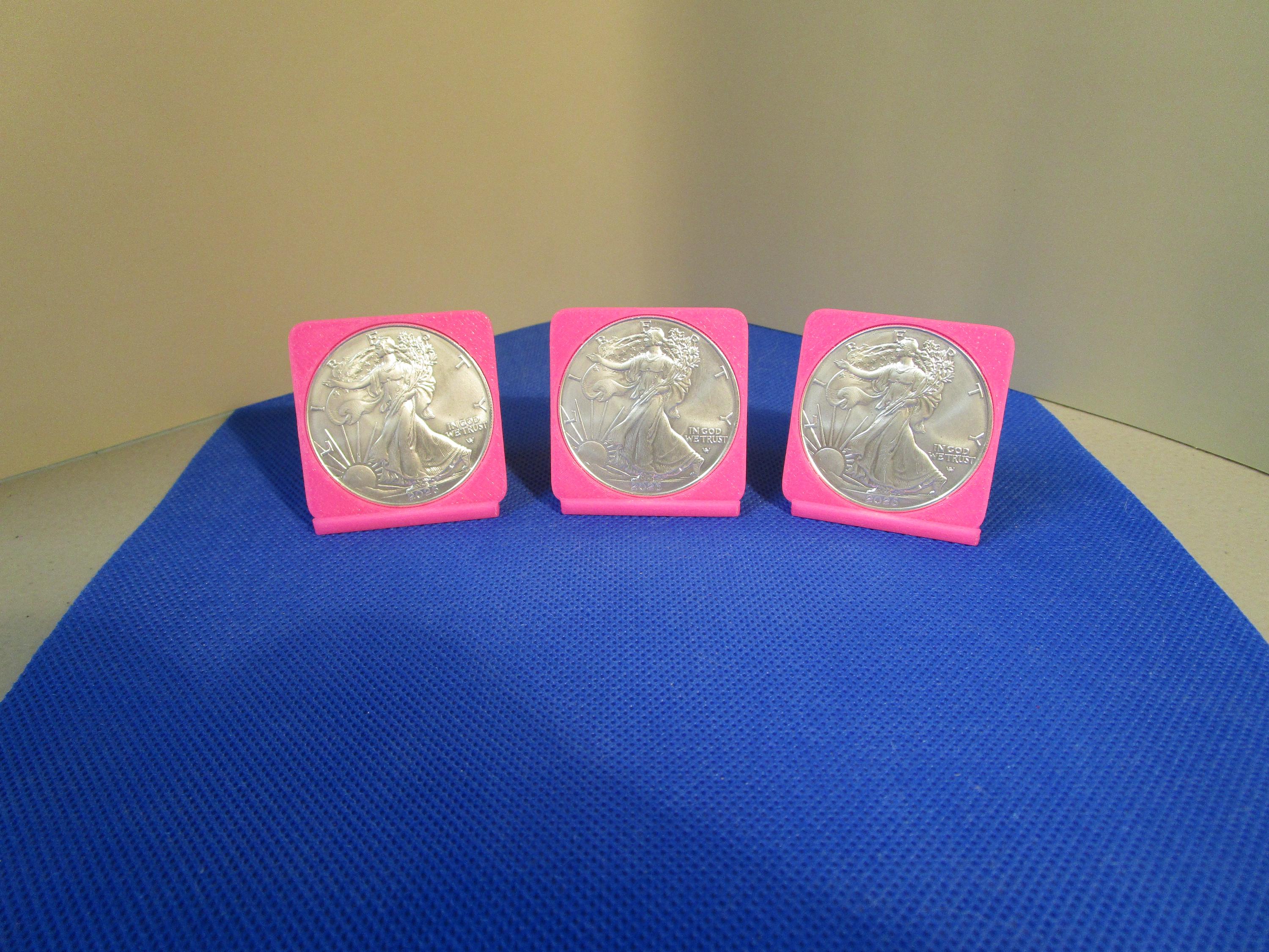Hot Pink Coin Display Stand (Set of 3) | Standing Liberty 1oz Silver