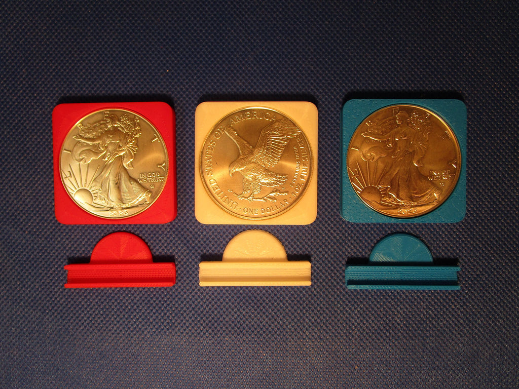 Red White Blue Standing Liberty 1 oz Silver Coin Display Stand Set