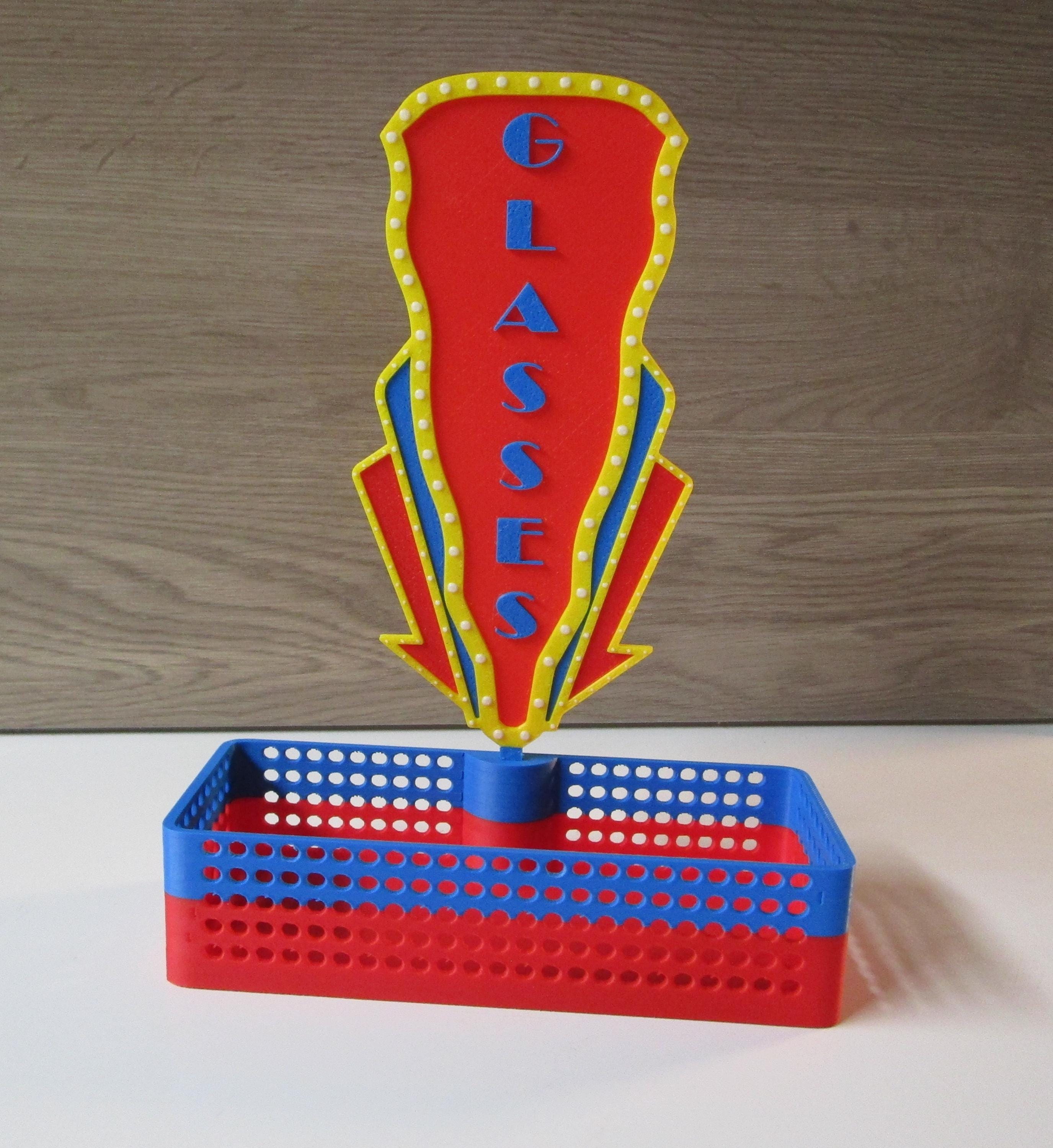 Glasses Holder – Retro Movie Marquee Style Nightstand Organizer