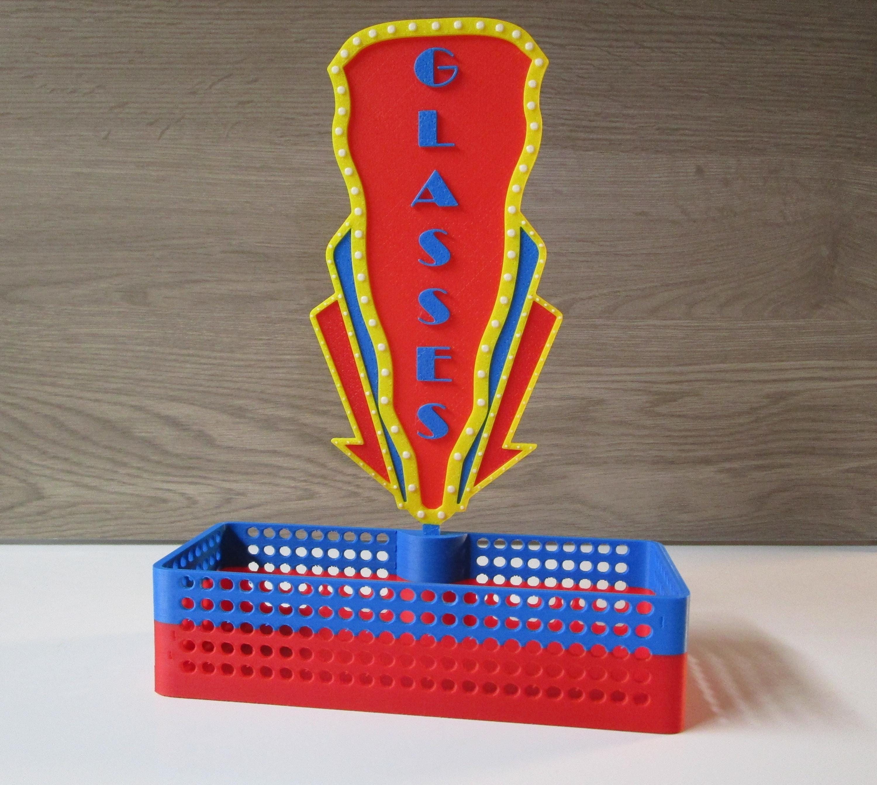 Glasses Holder – Retro Movie Marquee Style Nightstand Organizer