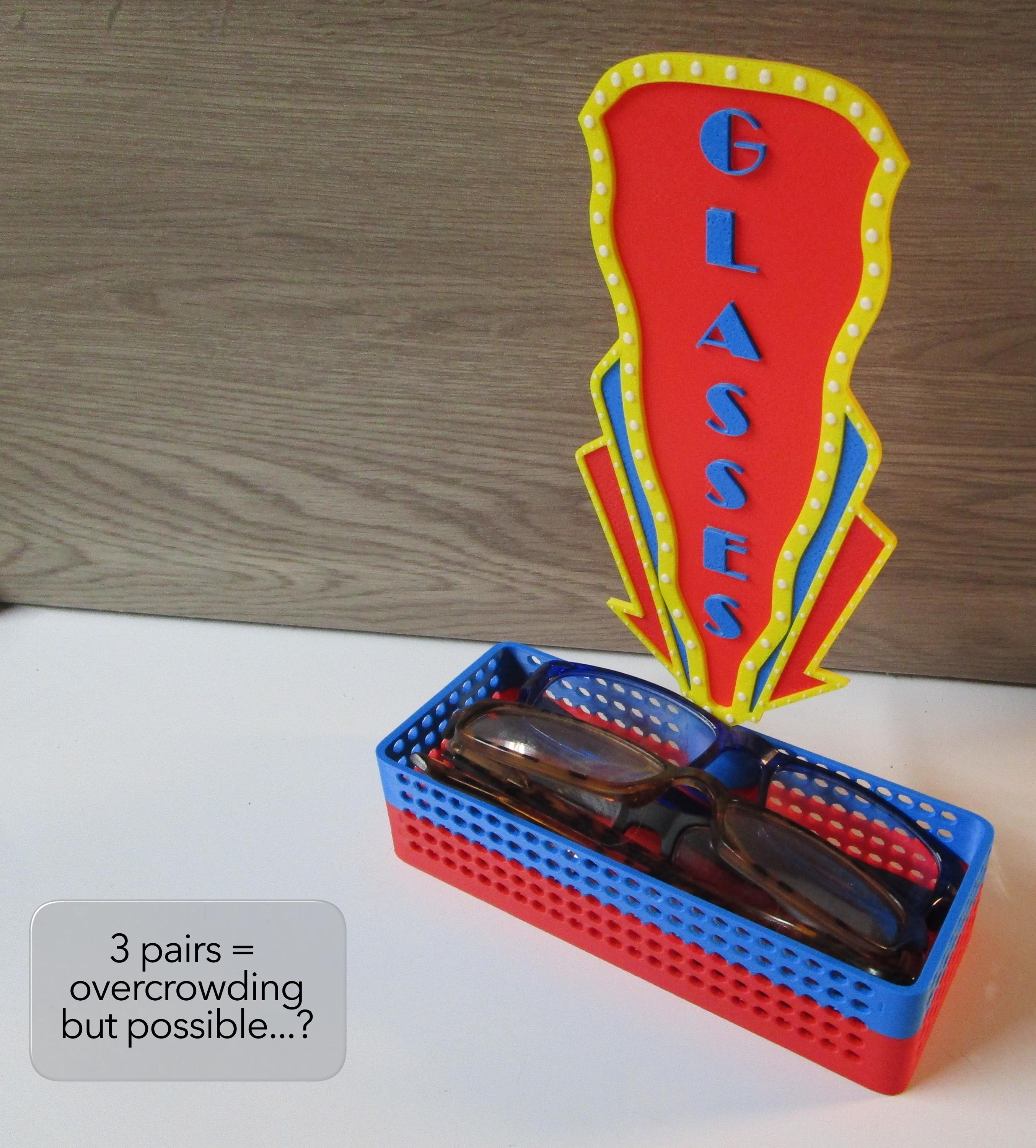 Glasses Holder – Retro Movie Marquee Style Nightstand Organizer